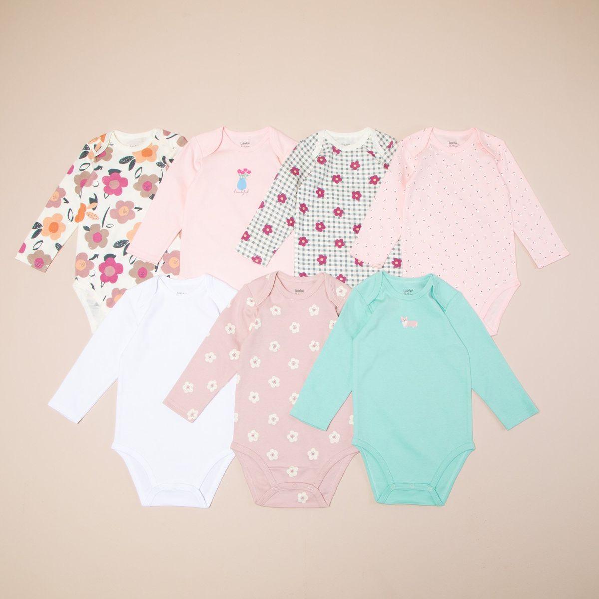 YAMP - Pack de 7 Bodys Yamp Algodón Manga Larga Bebé Niña Estampados