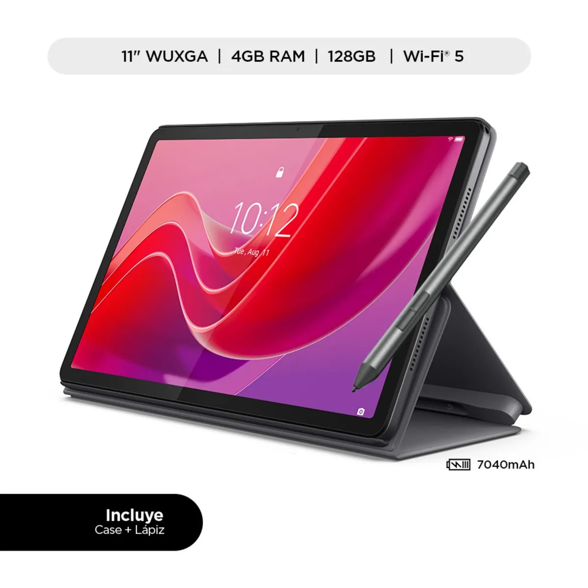 LENOVO - Tablet Lenovo M11 4GB RAM 128Gb 11" WUXGA Wi-Fi Con Funda Y Lápiz