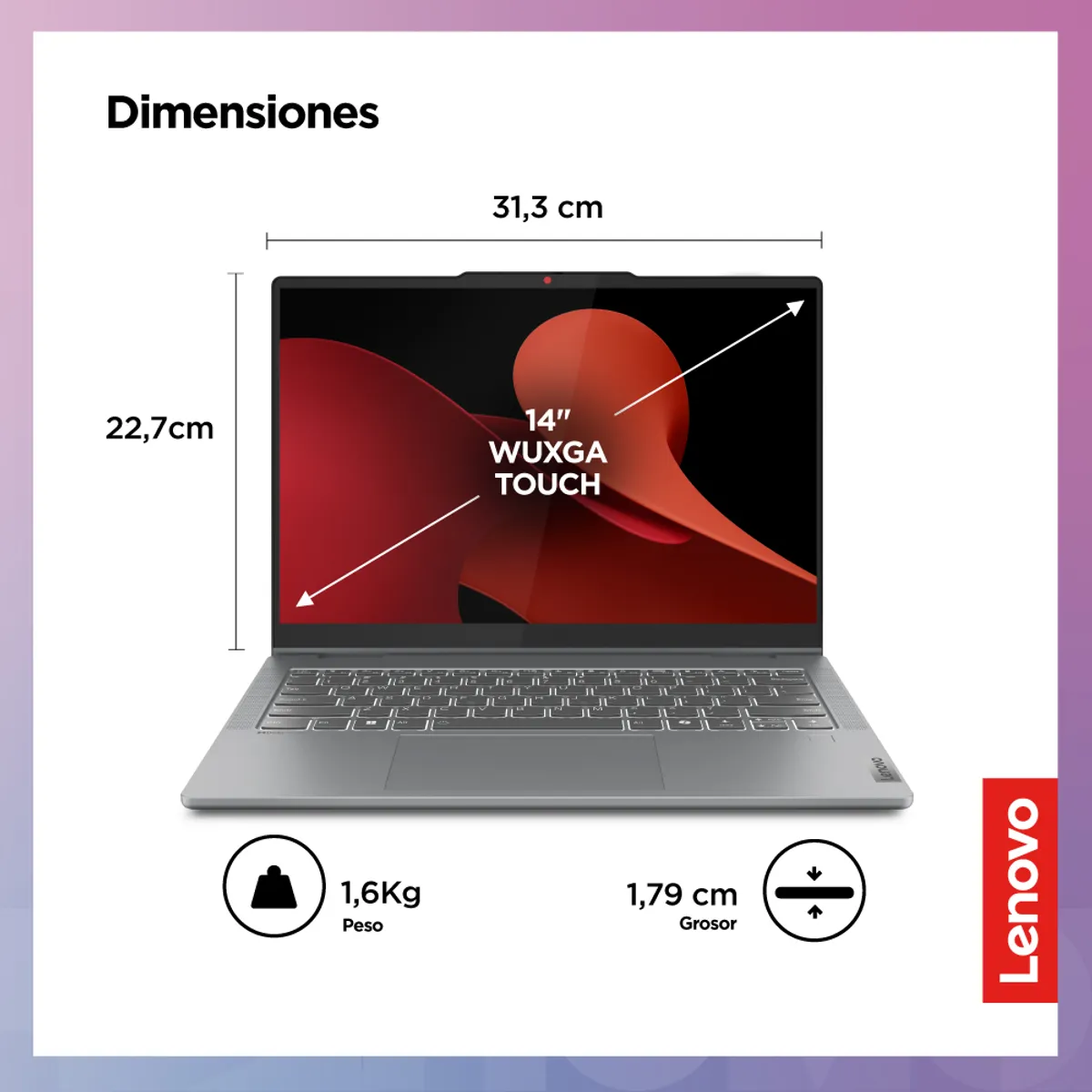 LENOVO - Laptop Lenovo  IdeaPad 5  2-en-1 , AMD Ryzen 7 8845HS, 16GB ram, 512GB ssd, 14"wuxga touch + lapiz