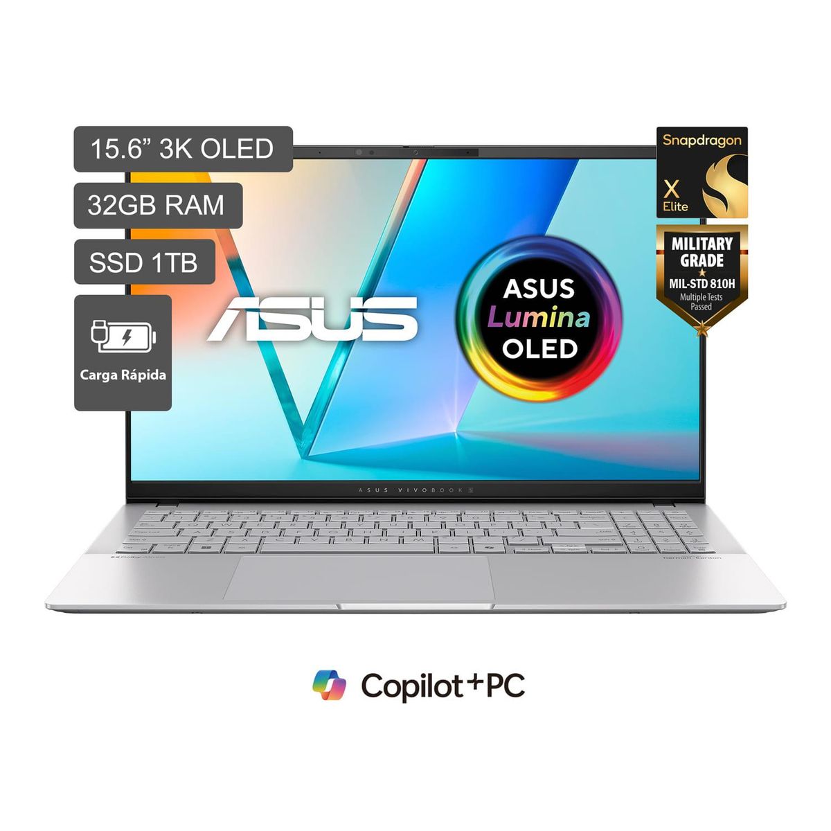 ASUS - Laptop Asus Qualcomm Snapdragon X Elite X1E 32GB 1TB SSD Vivobook S15 15.6" OLED