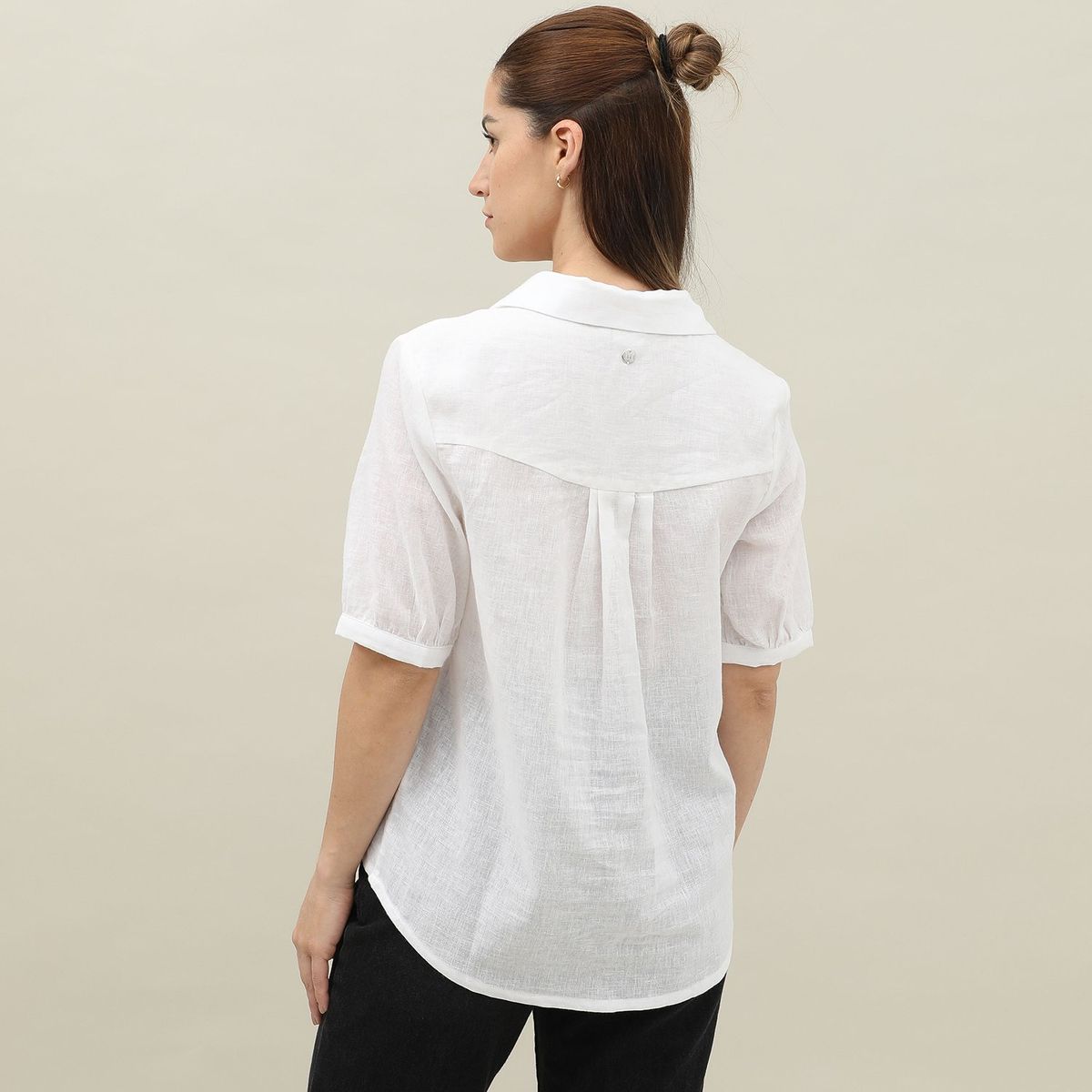 ELLE - Blusa Manga Corta Lino Mujer Elle