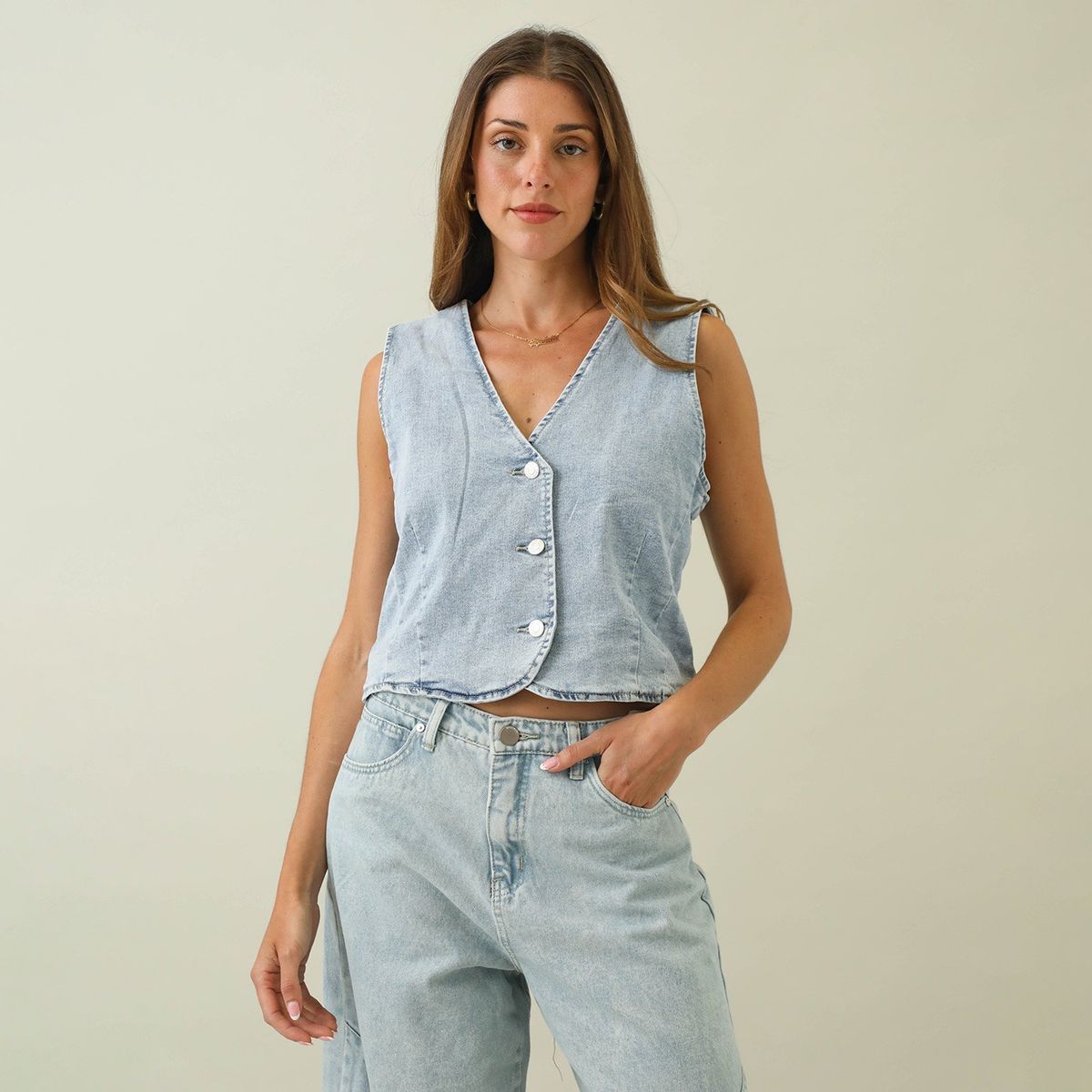 UNIVERSITY CLUB - Chaleco Jean Casual Mujer University Club