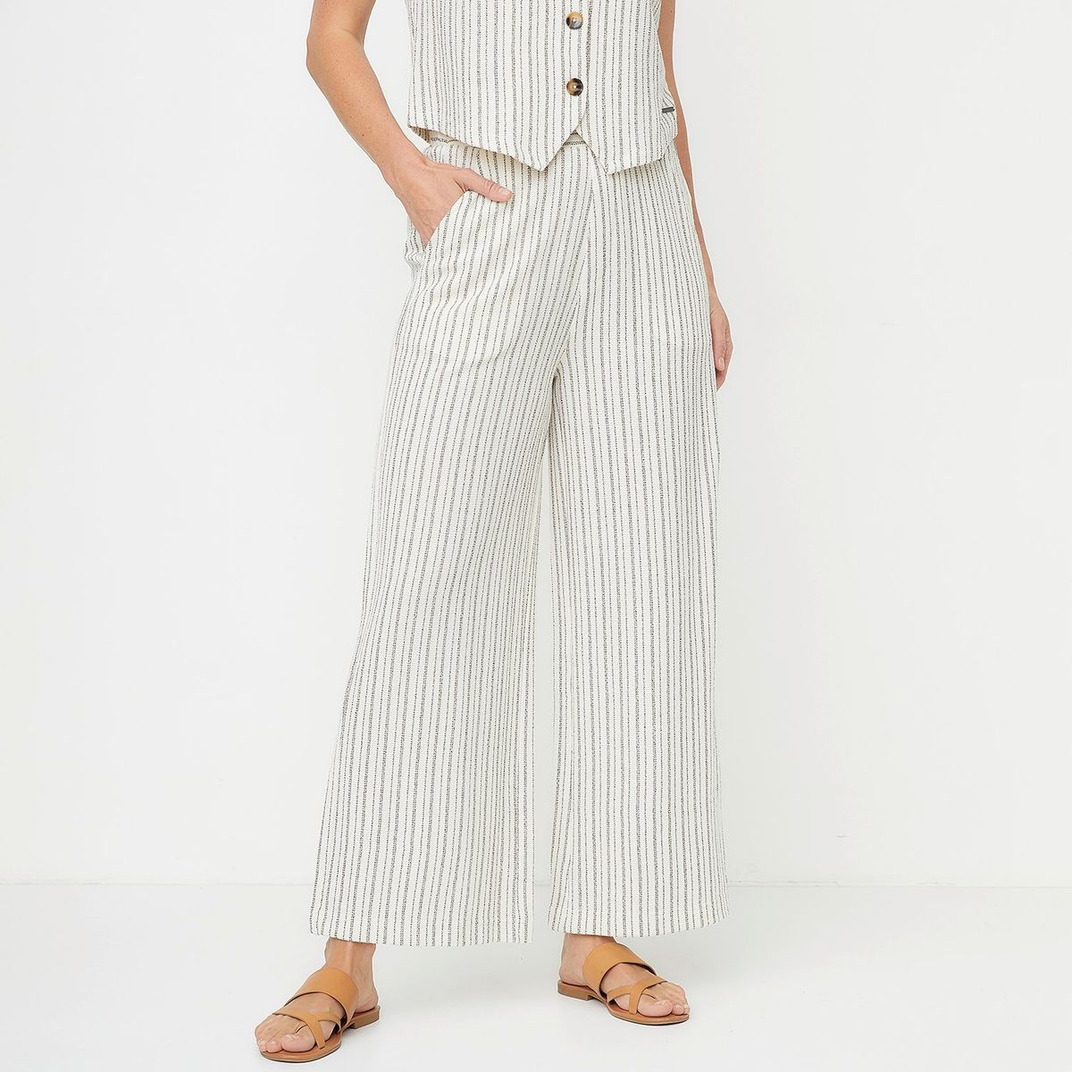 NEWPORT - Pantalón Palazzo Newport Fit Casual Mujer Algodón Rayas