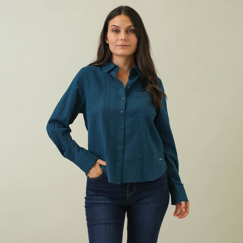 NEWPORT - Blusa Manga Larga 100% Algodón Mujer Newport