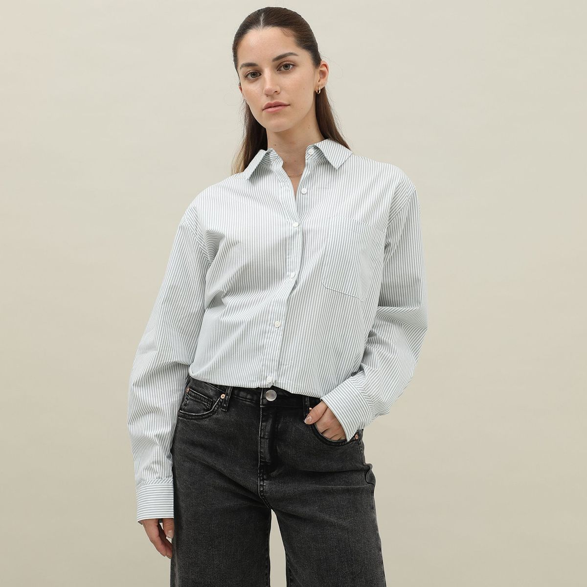 BASEMENT - Blusa Basement Manga Larga Algodón Mujer