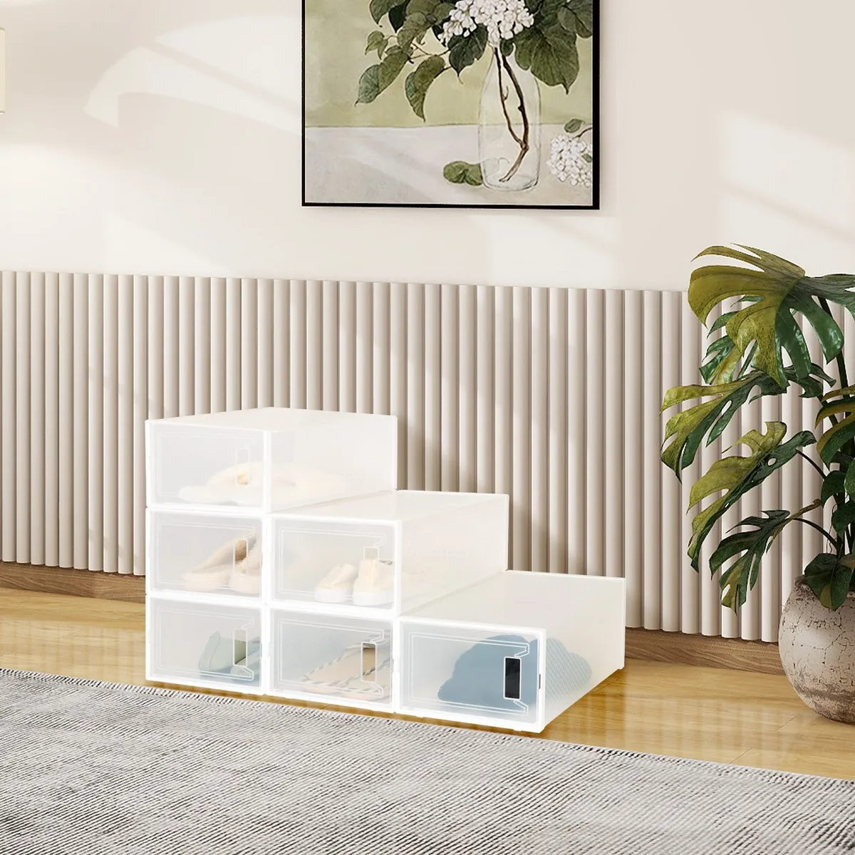 MICA - Set X6 Cajas Plásticas Para Zapatos con Doble Soporte