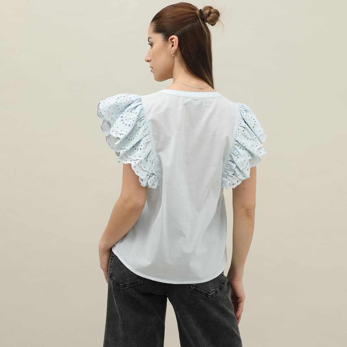 BASEMENT - Blusa Manga Corta 100% Algodón Mujer Basement