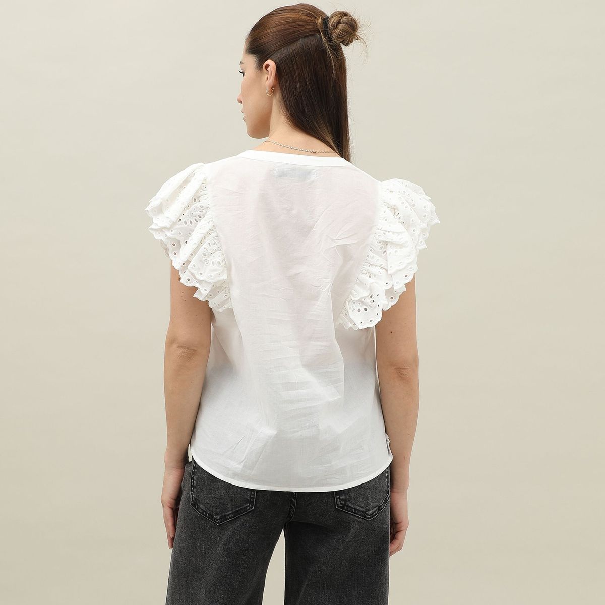 BASEMENT - Blusa Manga Corta 100% Algodón Mujer Basement