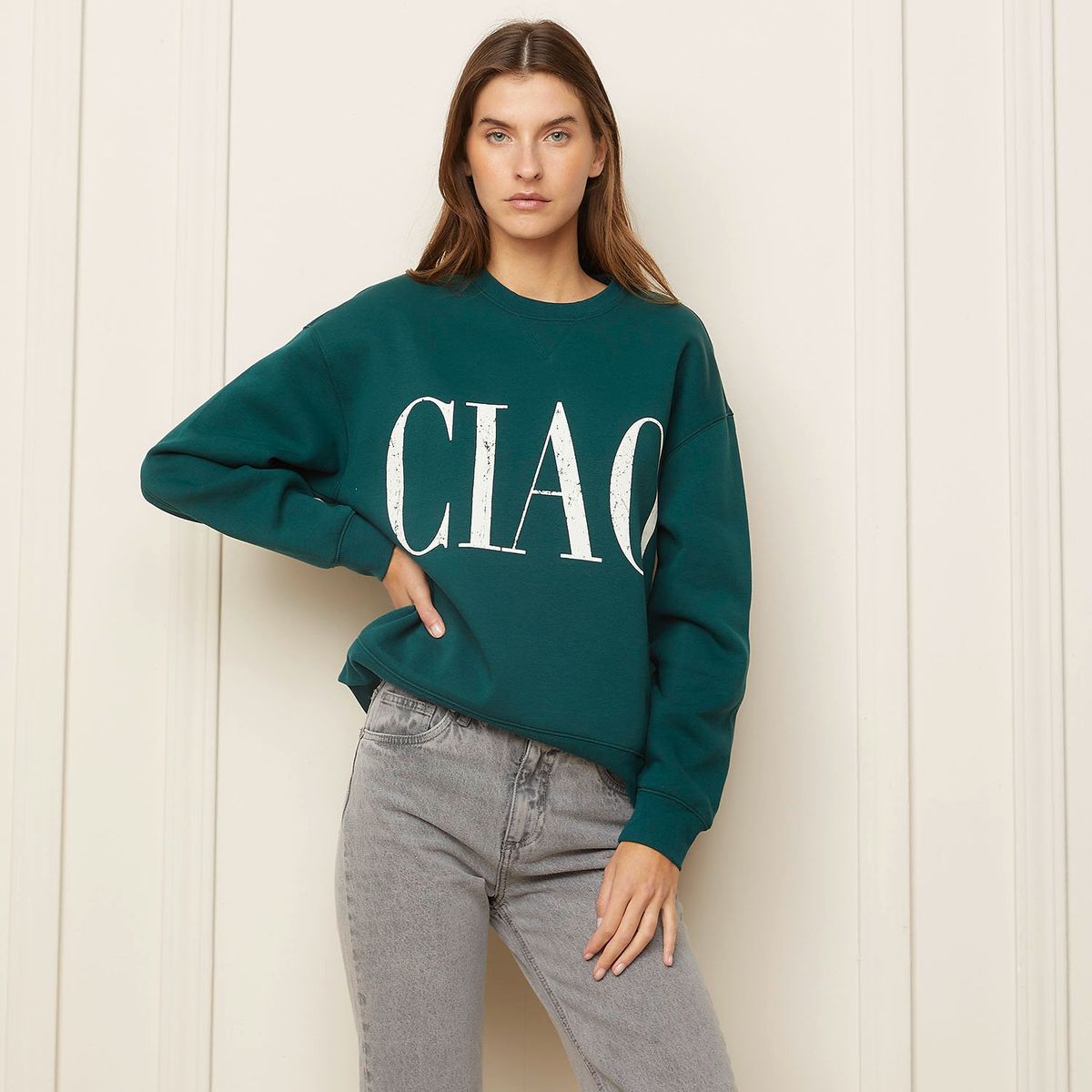 BASEMENT - Polera Basement Cuello Redondo Algodón Manga Larga Mujer