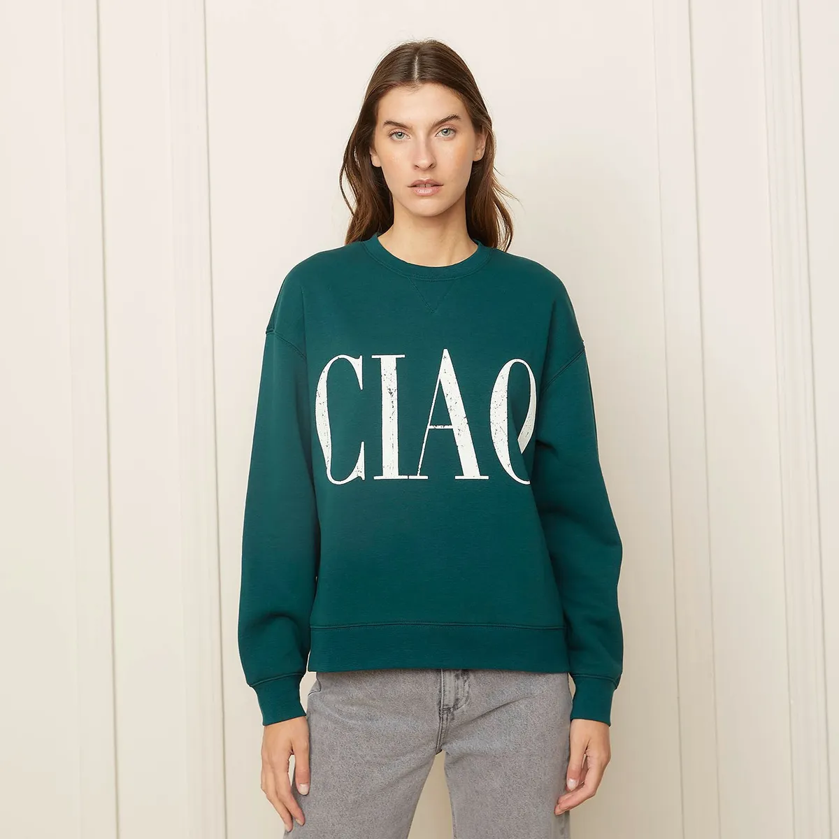 BASEMENT - Polera Basement Cuello Redondo Algodón Manga Larga Mujer