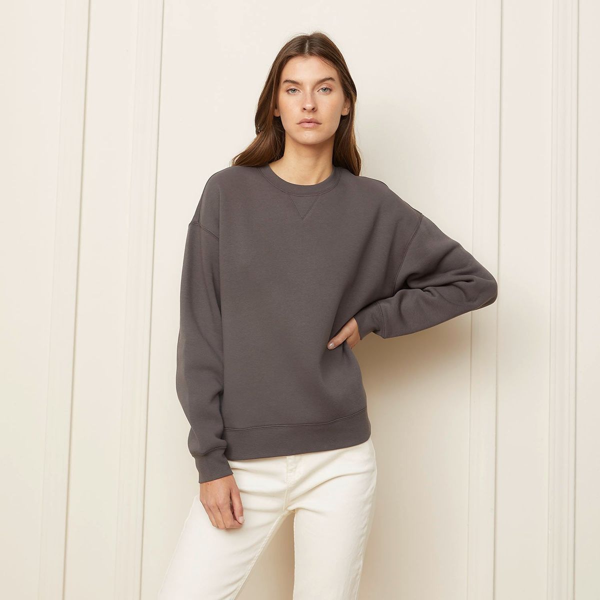 BASEMENT - Polera Basement Cuello Redondo Algodón Manga Larga Mujer