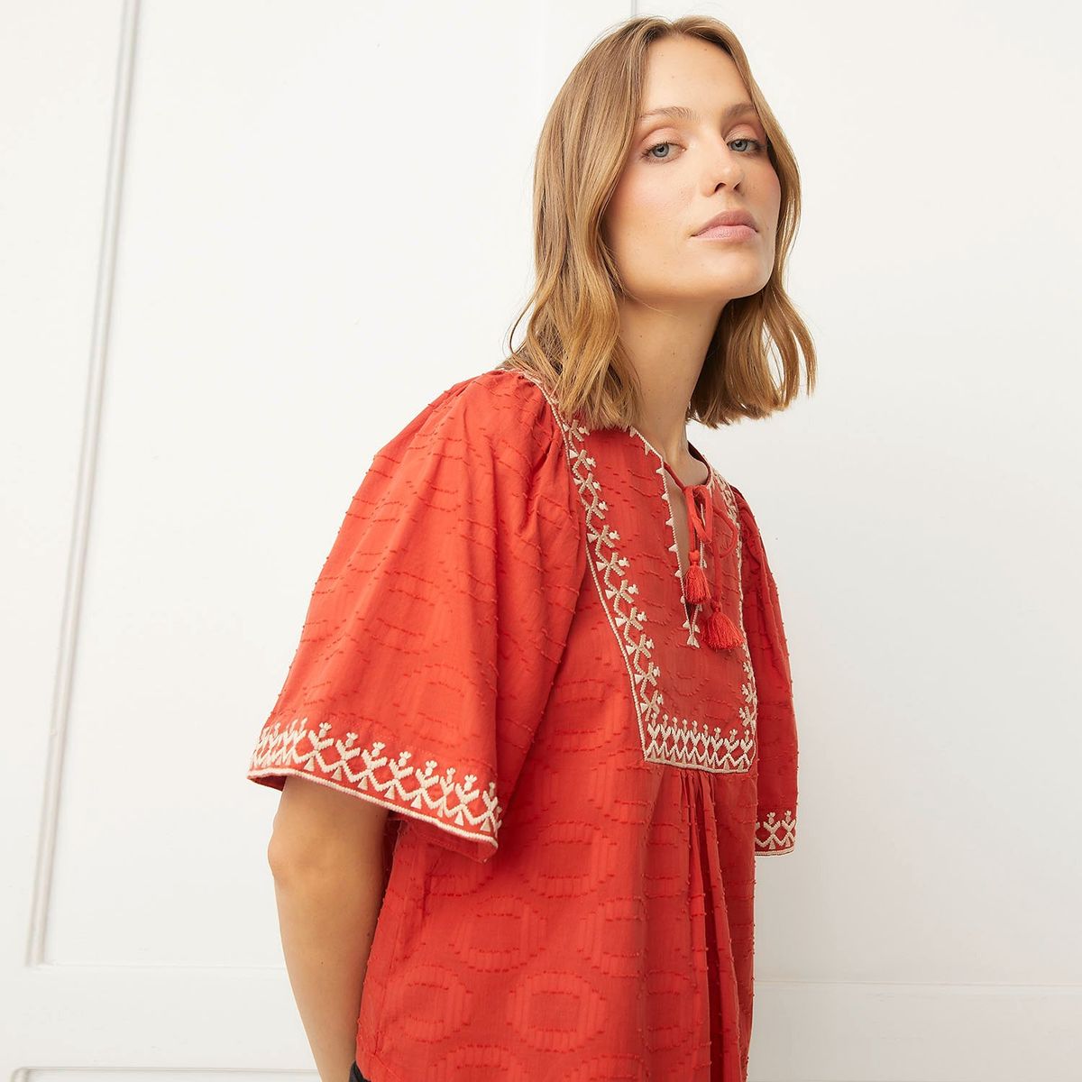 BASEMENT - Blusa Basement Manga Corta Algodón Mujer