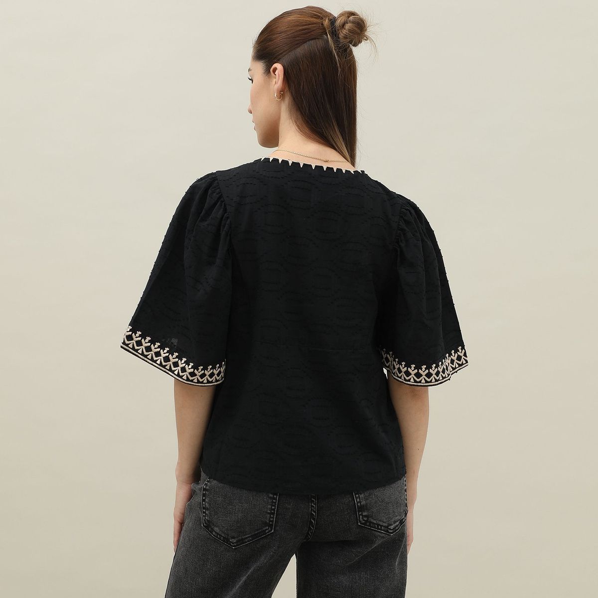 BASEMENT - Blusa Basement Manga Corta Algodón Mujer