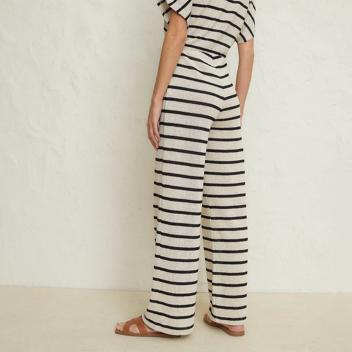 BASEMENT - Pantalón Palazzo Basement Mujer Casual Algodón y Poliéster Rayado