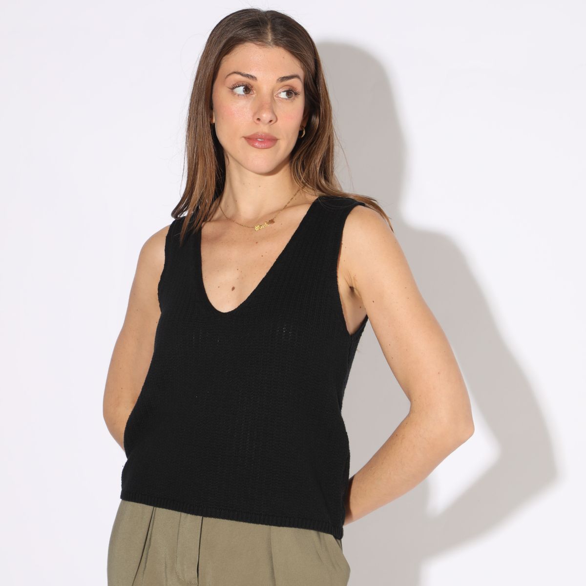 BASEMENT - Polo Basement Sin Mangas Algodón Rayas Mujer