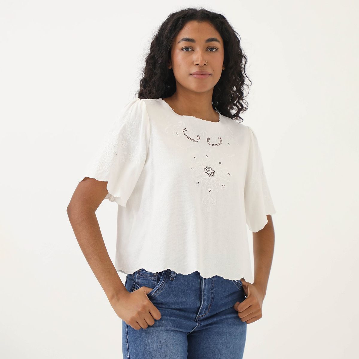 UNIVERSITY CLUB - Blusa Manga Corta Casual Mujer University Club