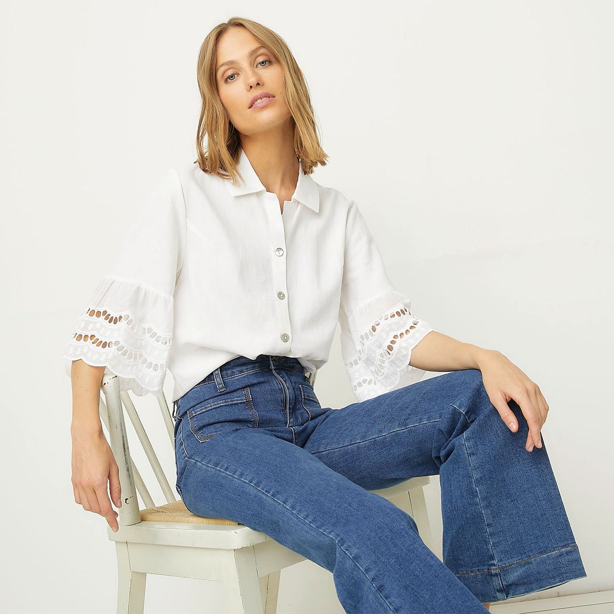 UNIVERSITY CLUB - Blusa Manga Larga Lino Mujer University Club