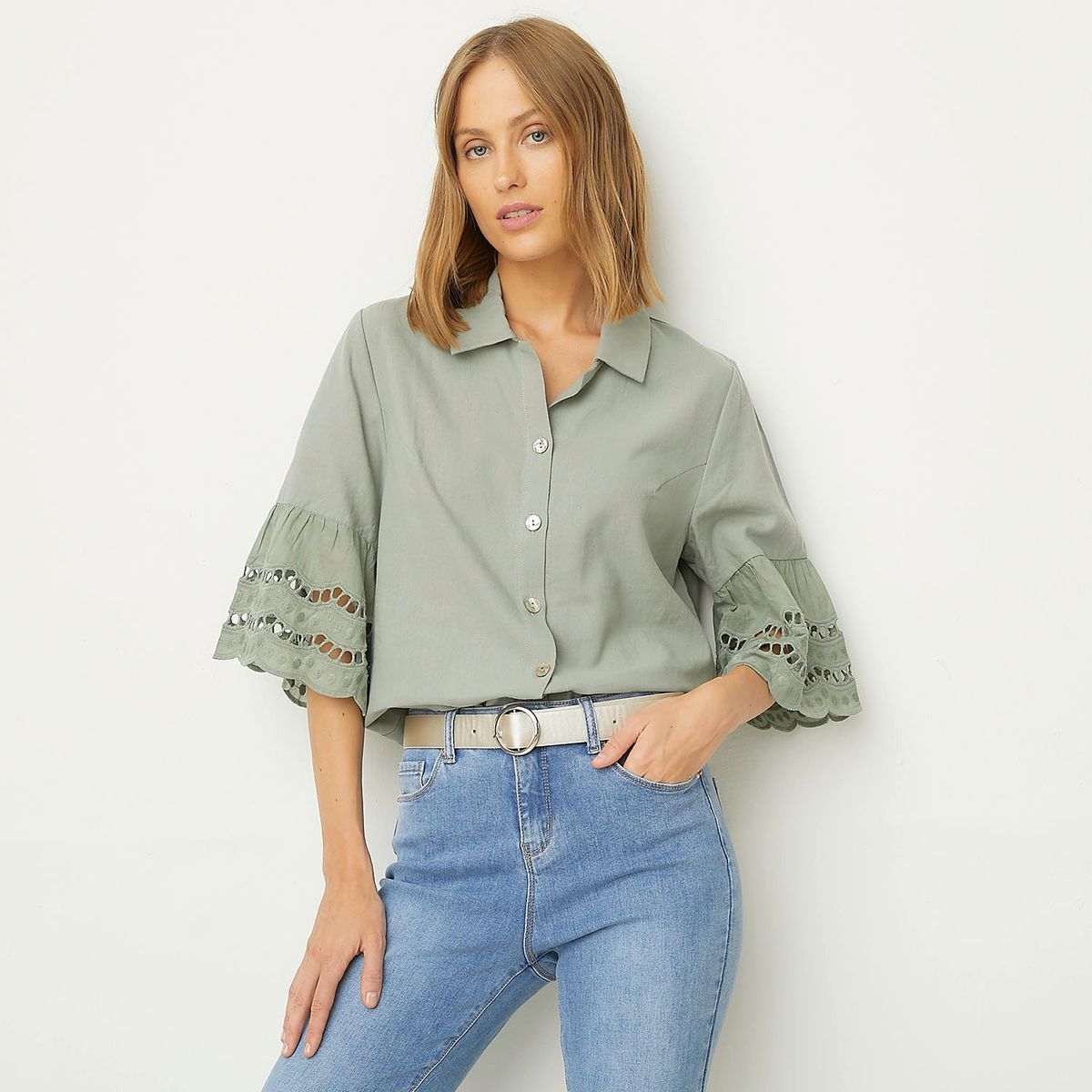 UNIVERSITY CLUB - Blusa Manga Larga Lino Mujer University Club