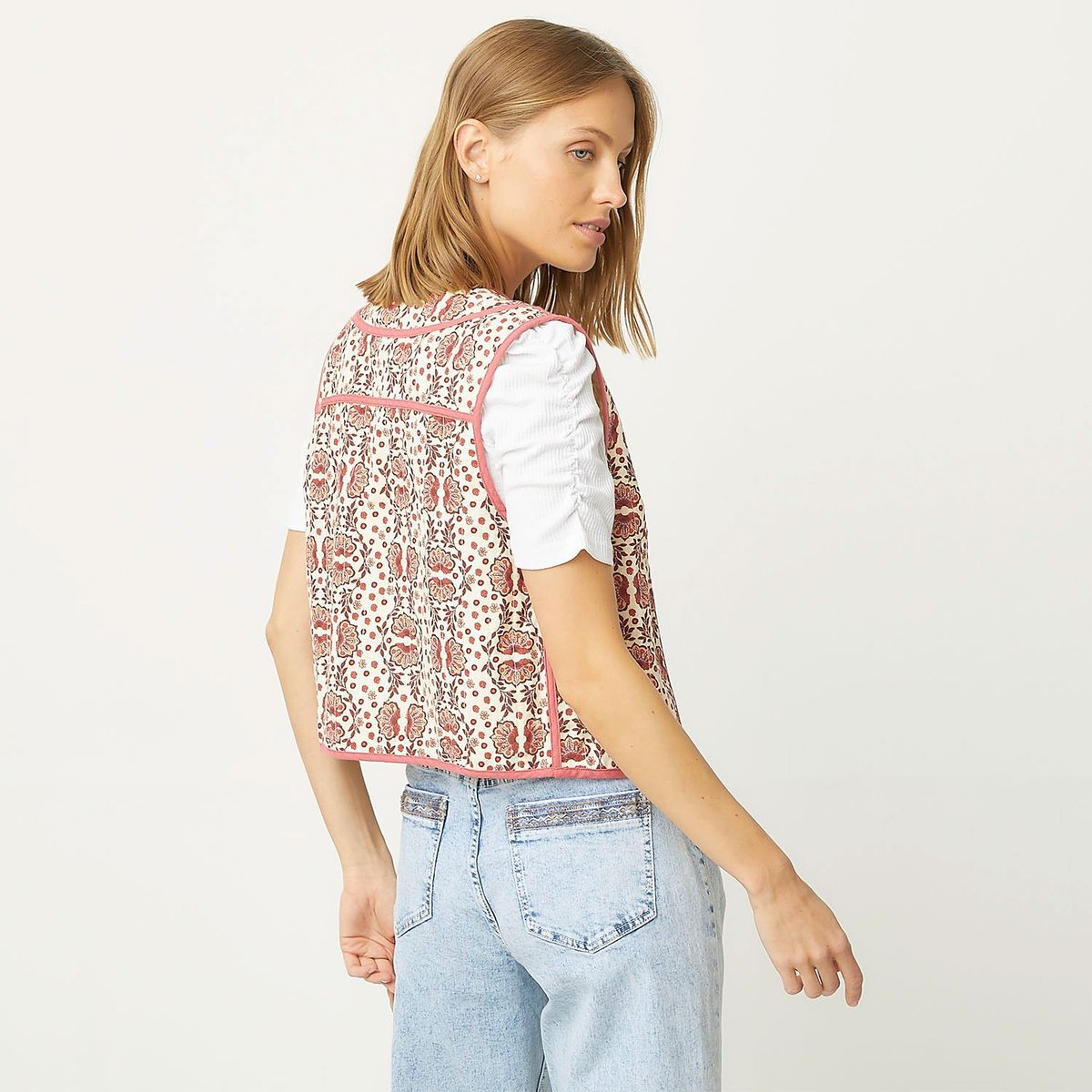 UNIVERSITY CLUB - Casaca University Club Sin Mangas Bordada Floral Mujer Algodón