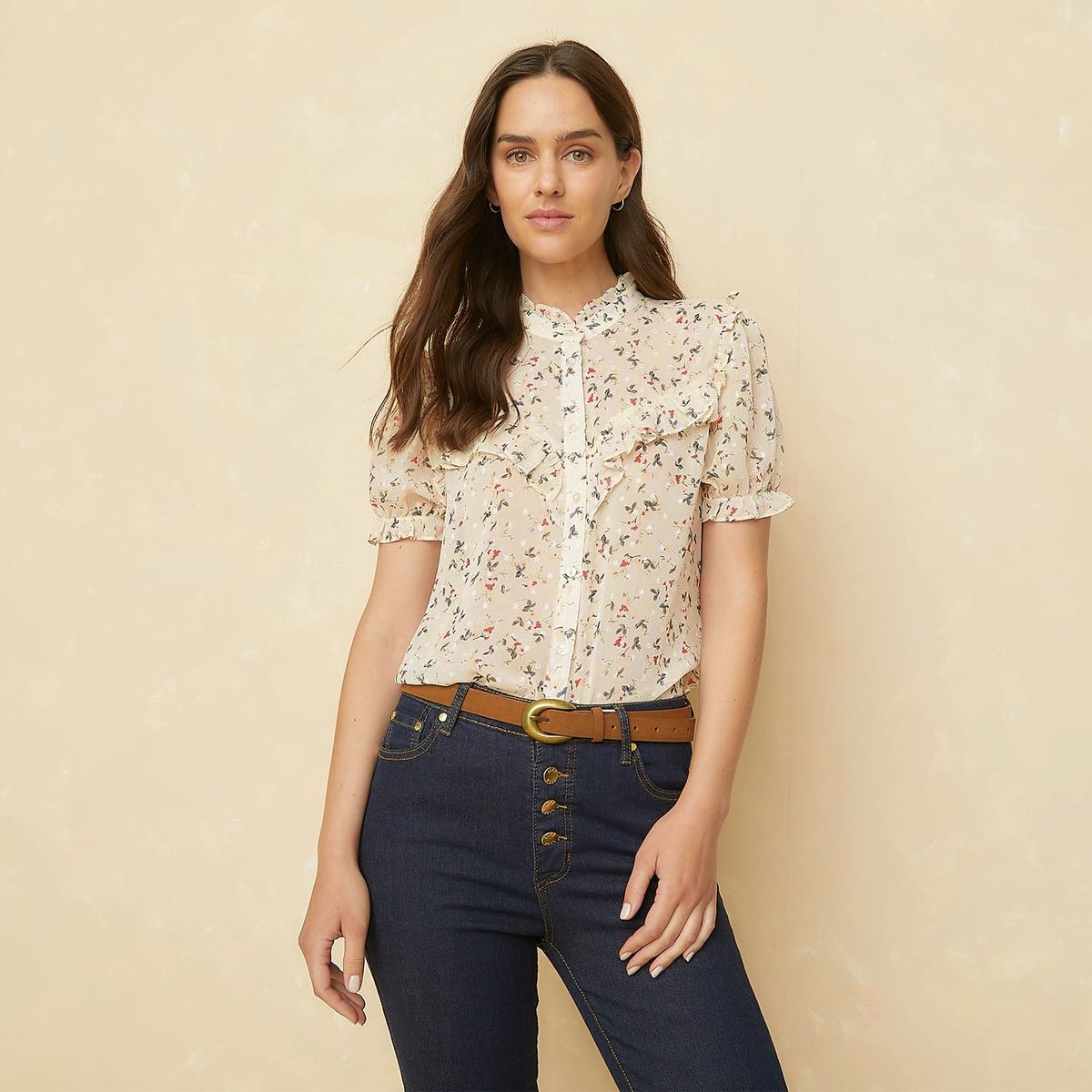 ELLE - Blusa Manga Corta Casual Mujer Elle