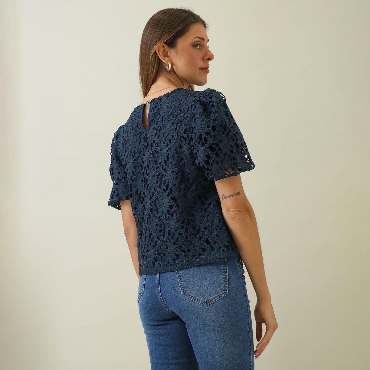 ELLE - Blusa Manga Corta Casual Mujer Elle
