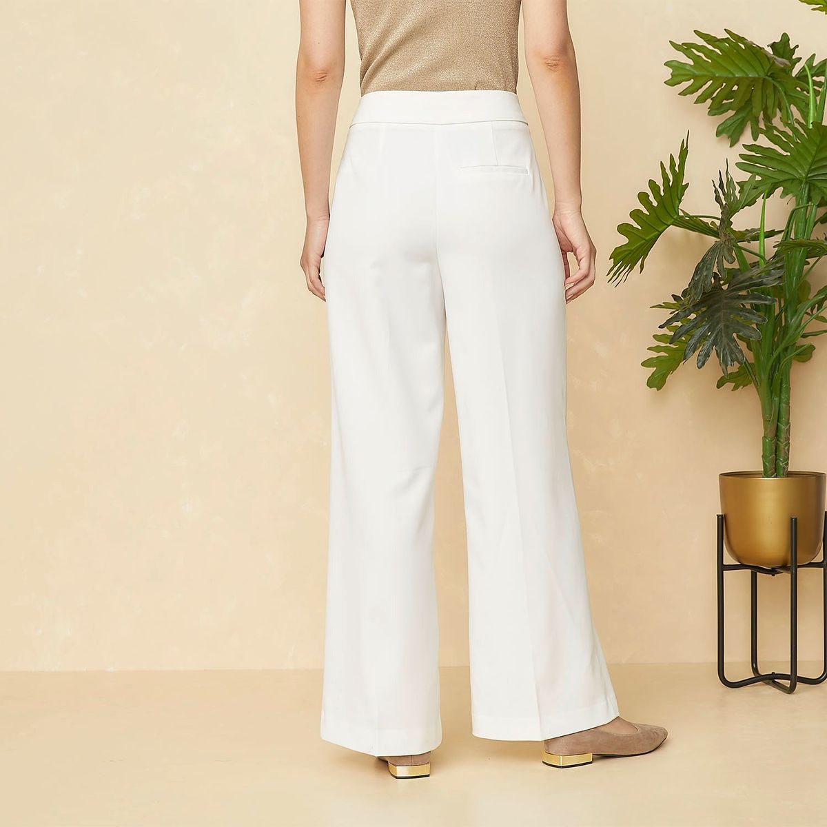 ELLE - Pantalón Wide Casual Mujer Elle