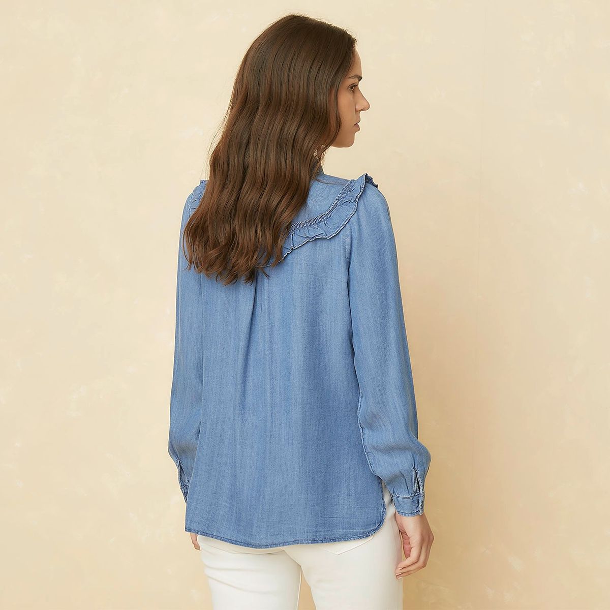 ELLE - Blusa Manga Larga Casual Mujer Elle