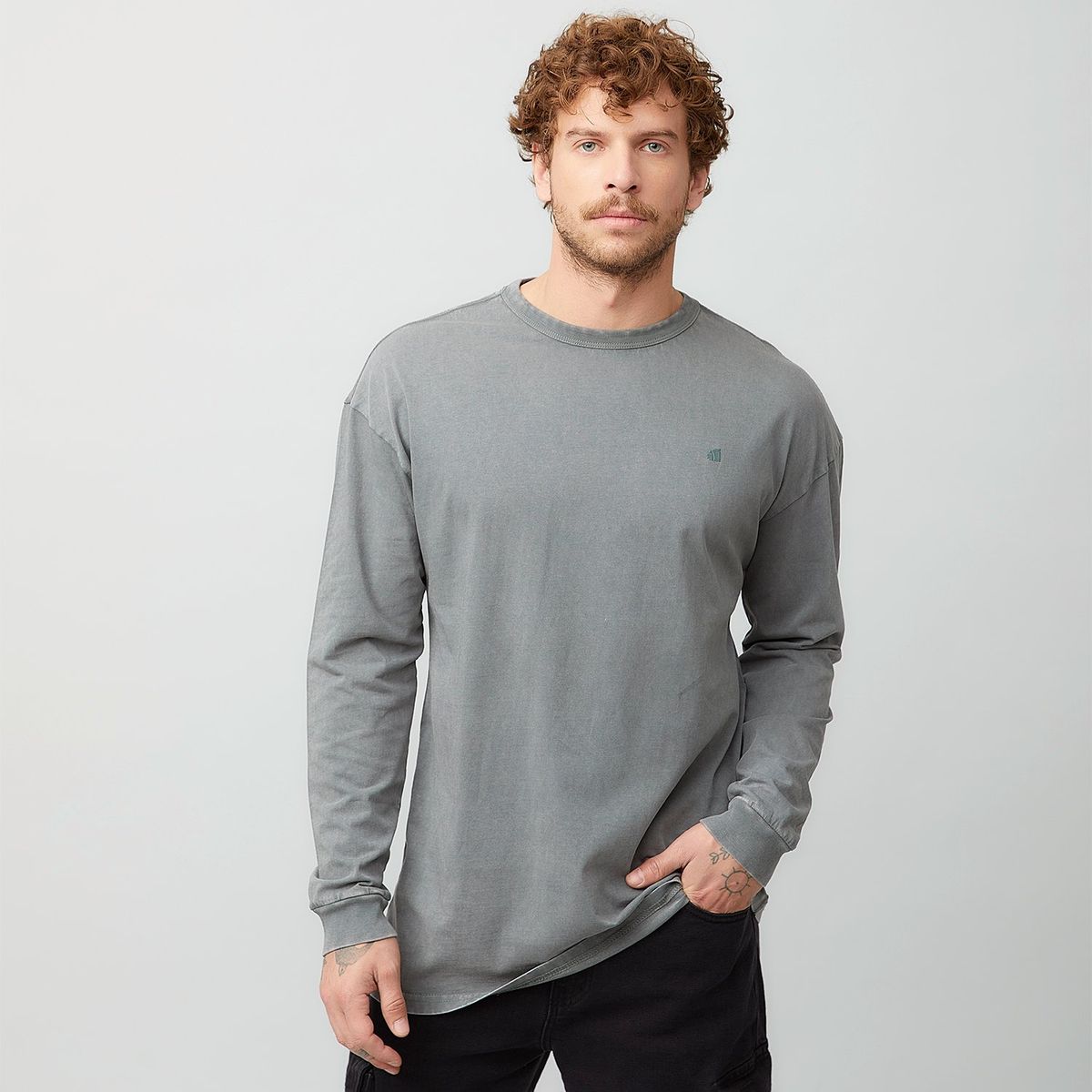 DENIMLAB - Polo Manga Larga Relaxed Fit Algodón Denimlab Hombre