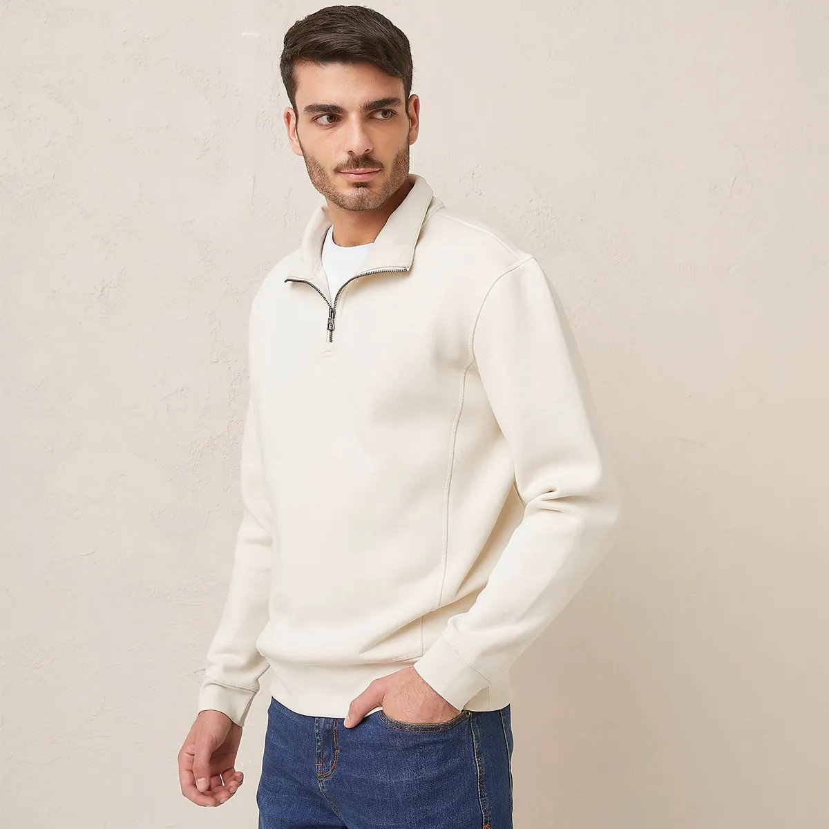 BASEMENT - Polera Basement Algodón con Cremallera Hombre 