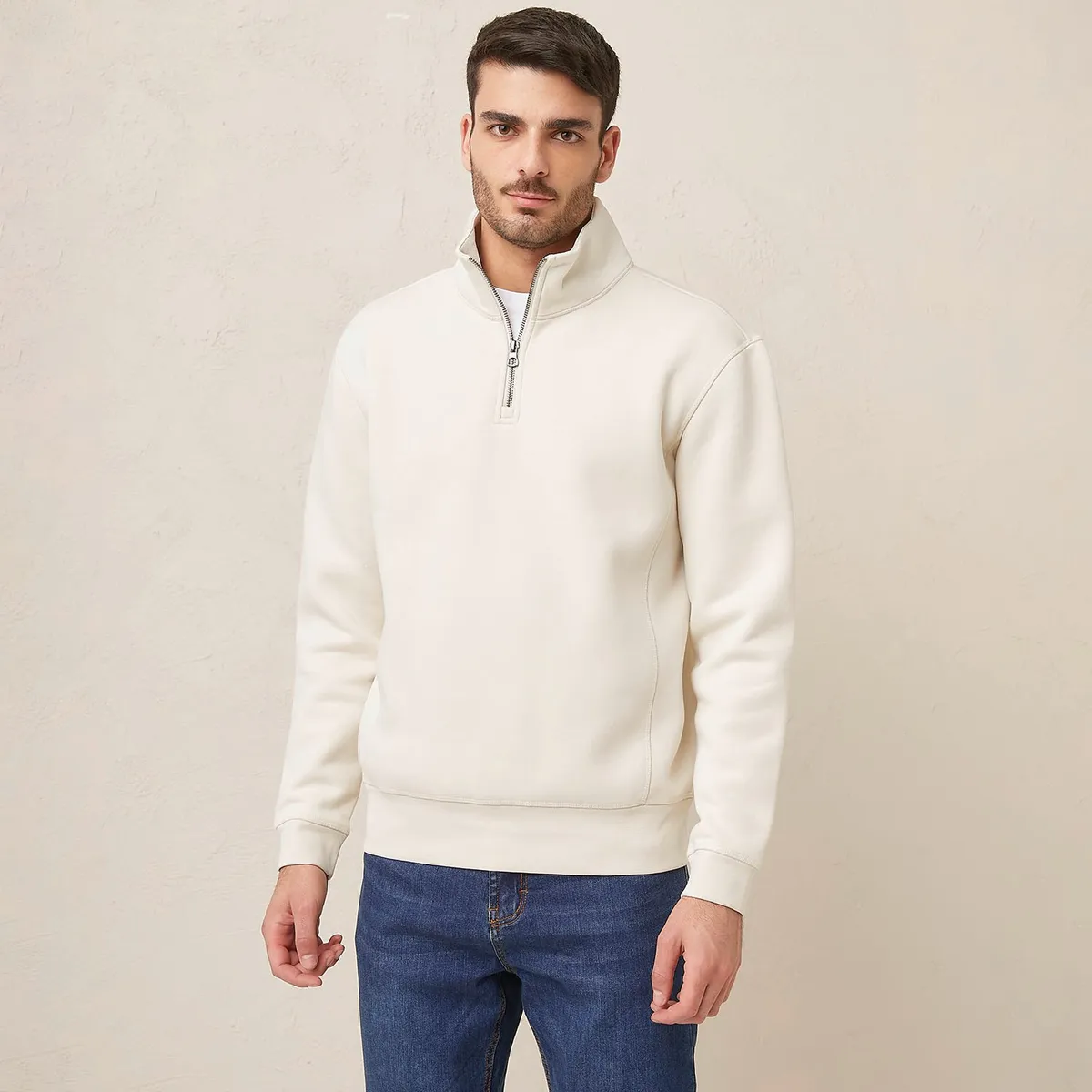 BASEMENT - Polera Basement Algodón con Cremallera Hombre 