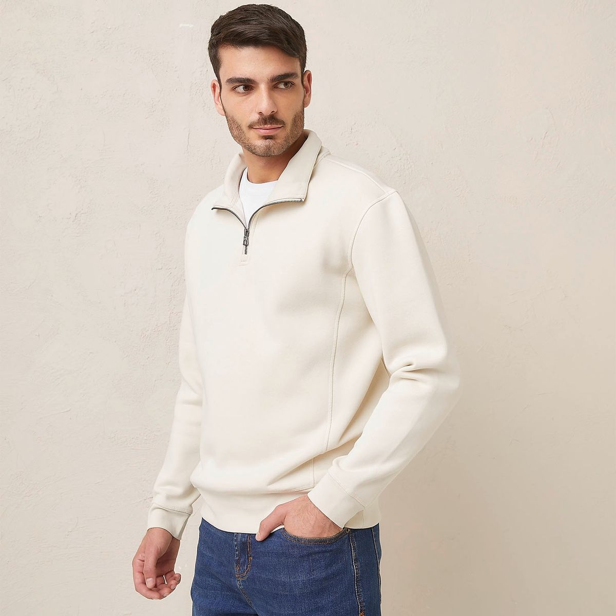 BASEMENT - Polera Basement Algodón con Cremallera Hombre 