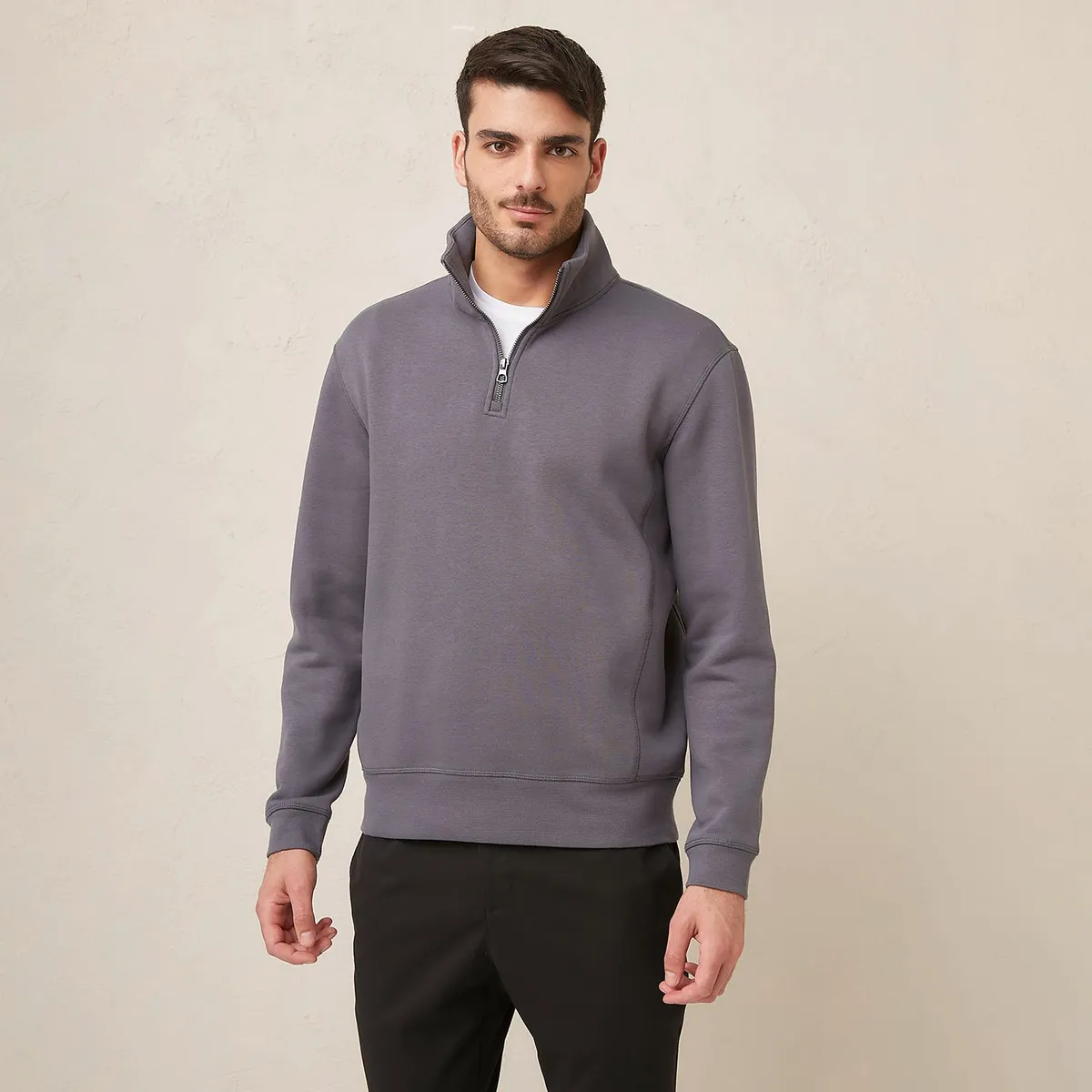 BASEMENT - Polera Basement Algodón con Cremallera Hombre 