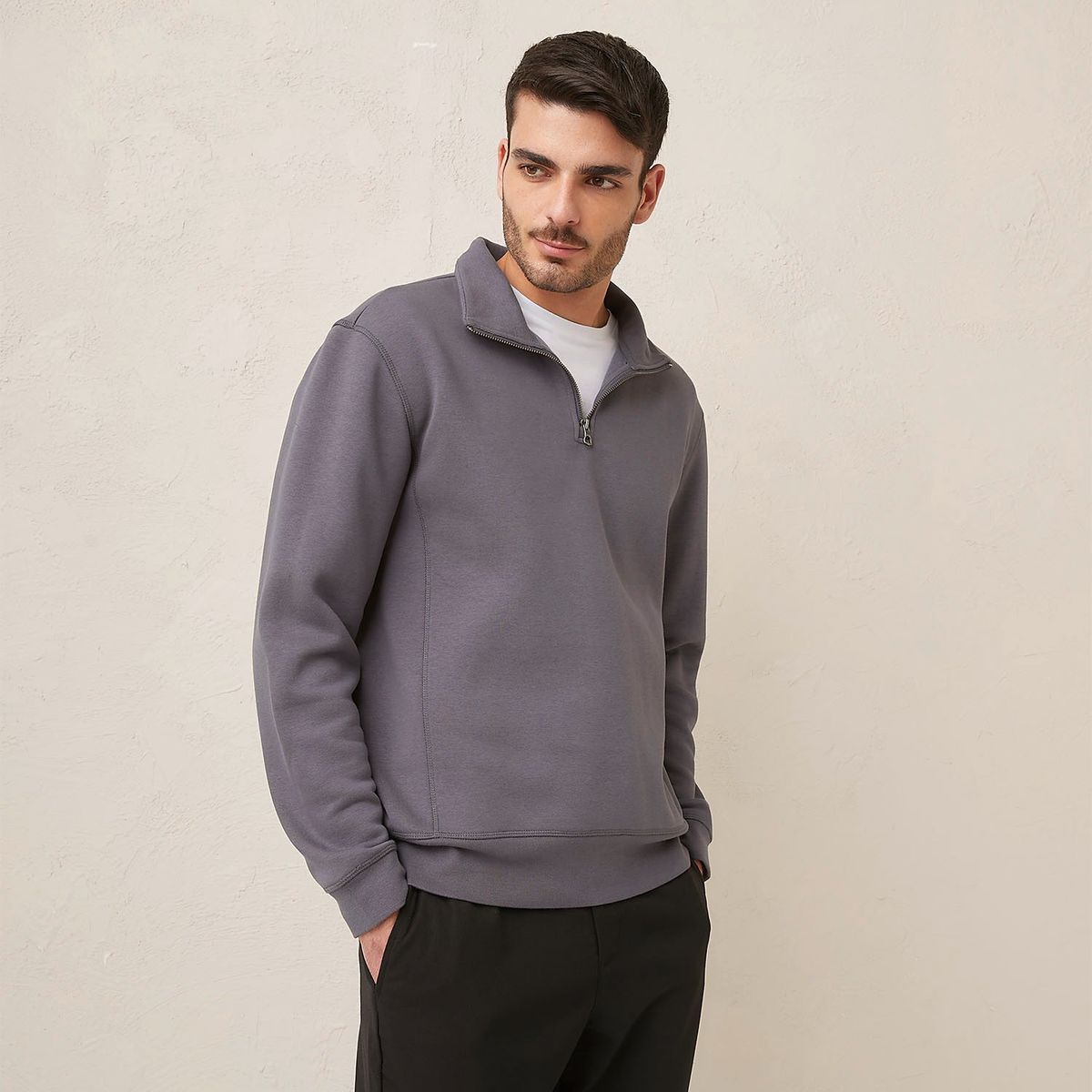 BASEMENT - Polera Basement Algodón con Cremallera Hombre 