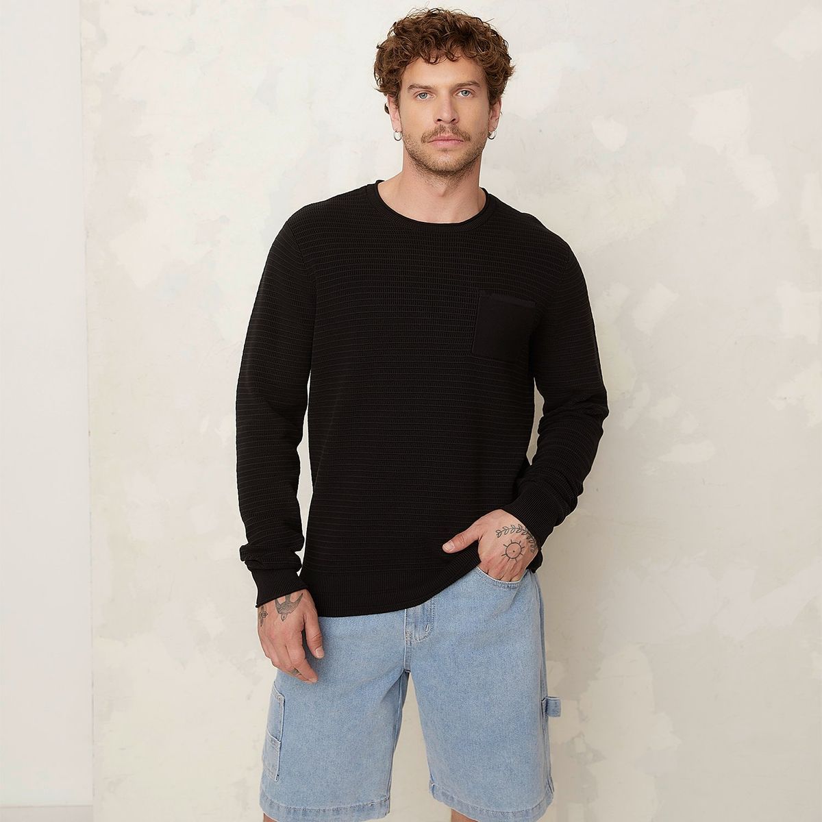 DENIMLAB - Chompa Denimlab Algodón Manga Larga Hombre Casual