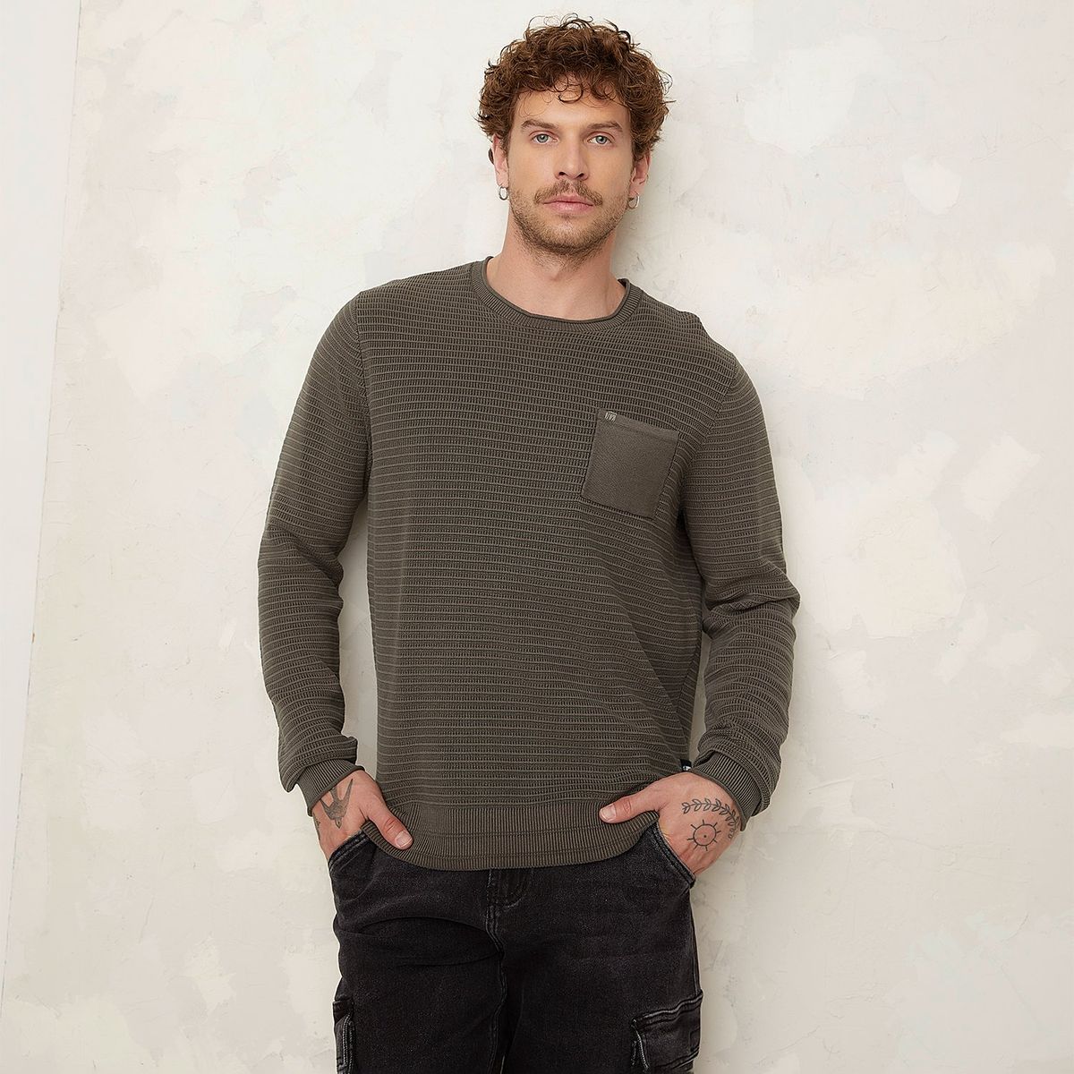 DENIMLAB - Chompa Denimlab Algodón Manga Larga Hombre Casual