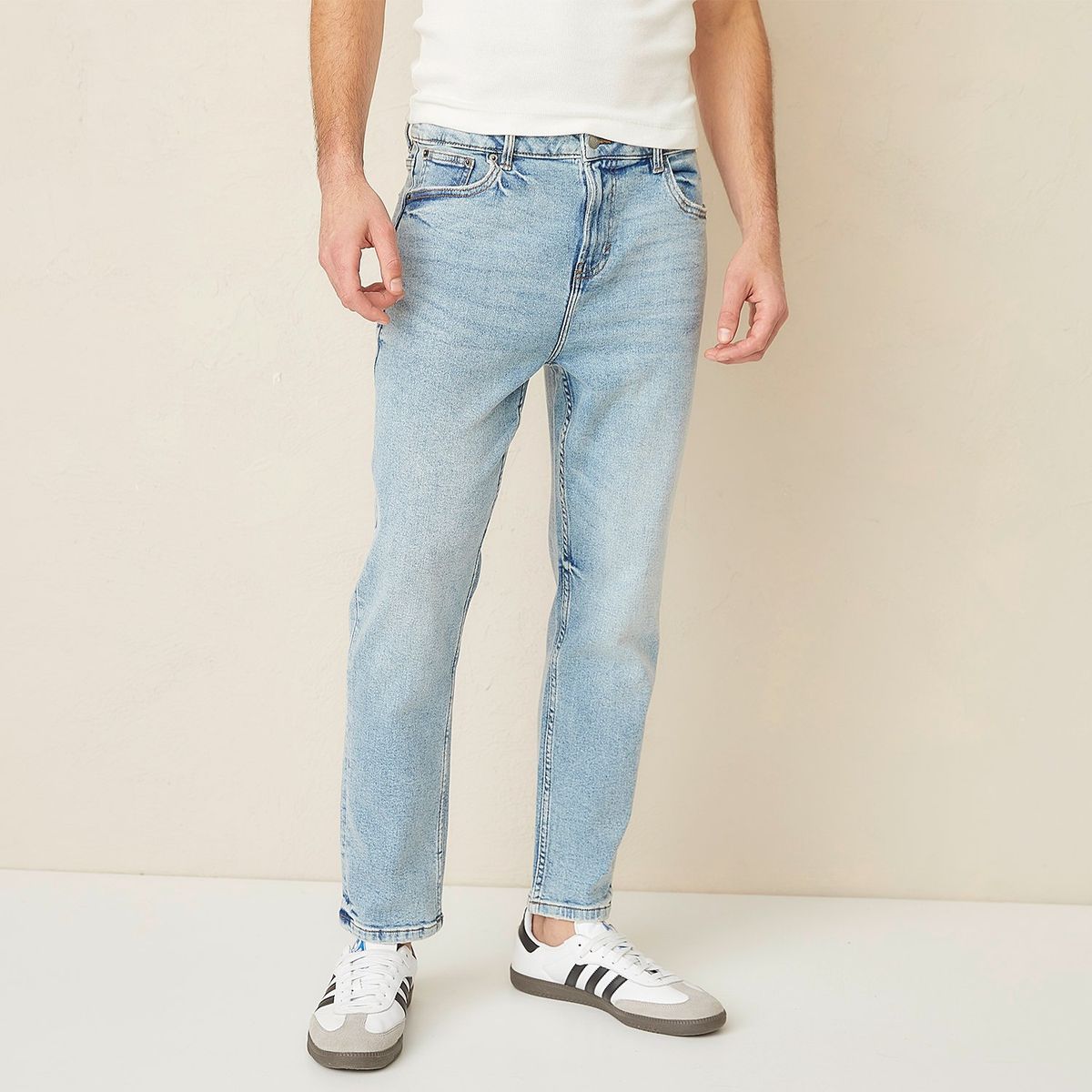 BASEMENT - Jeans Slim Cropped Basement Denim Algodón Hombre 