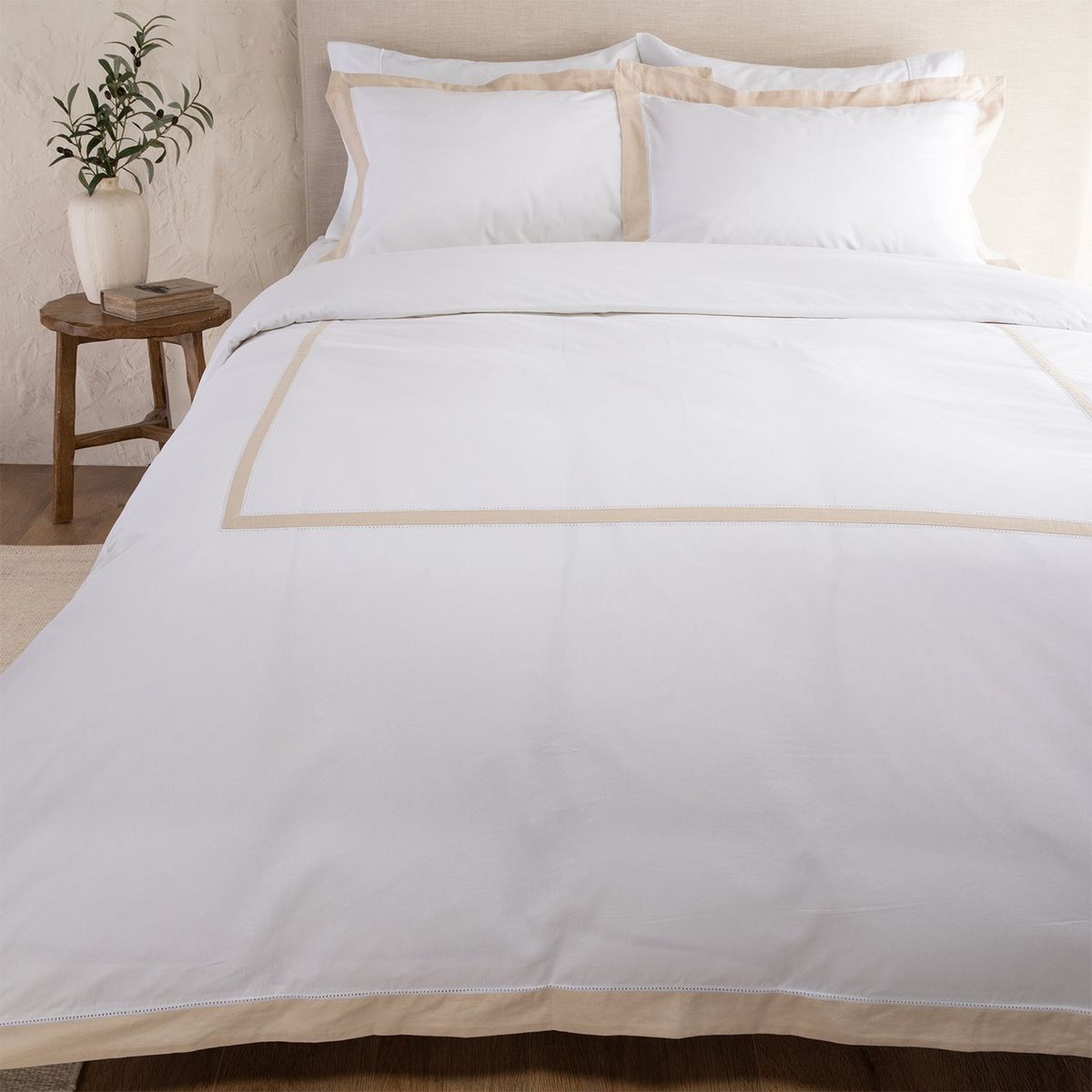 CASA CANTABRIA - Funda Plumón 100% Algodón Franja Lino Casa Cantabria