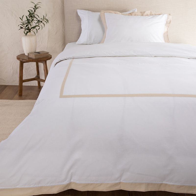 CASA CANTABRIA - Funda De Plumón 100% Algodón Franja Lino Casa Cantabria