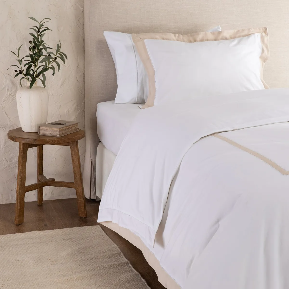 CASA CANTABRIA - Funda De Plumón 100% Algodón Franja Lino Casa Cantabria