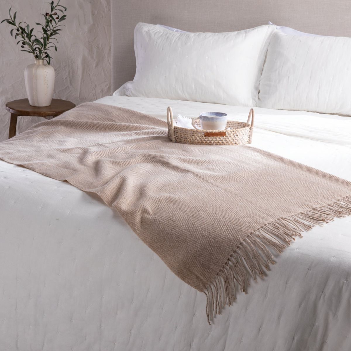 CASA CANTABRIA - Cubrecama Blanco 100% Algodón Casa Cantabria