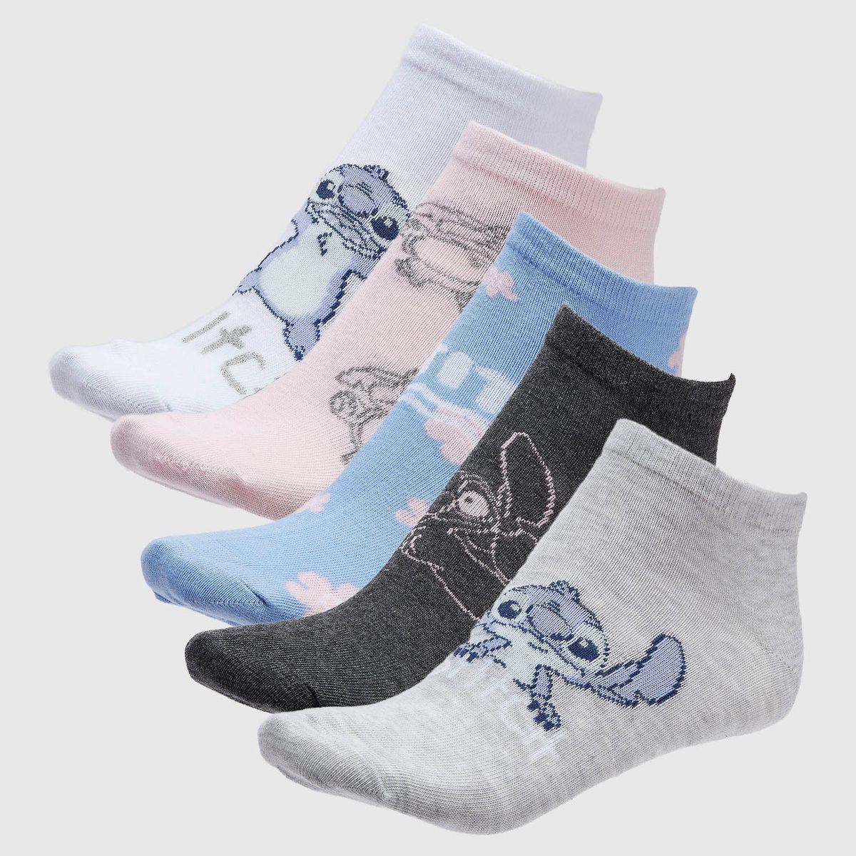 DISNEY - Pack X5 Medias Cortas Stitch Mujer