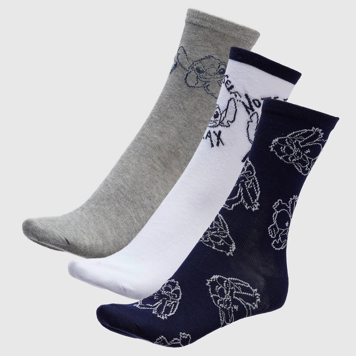 DISNEY - Pack X3 Medias Largas Stitch Mujer