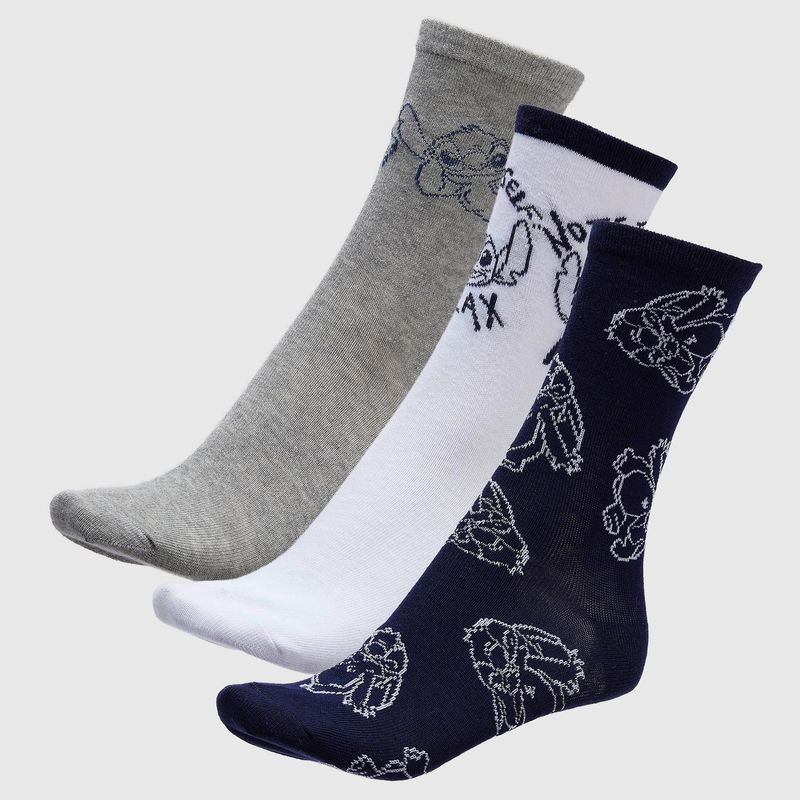 DISNEY - Pack X3 Medias Largas Stitch Mujer