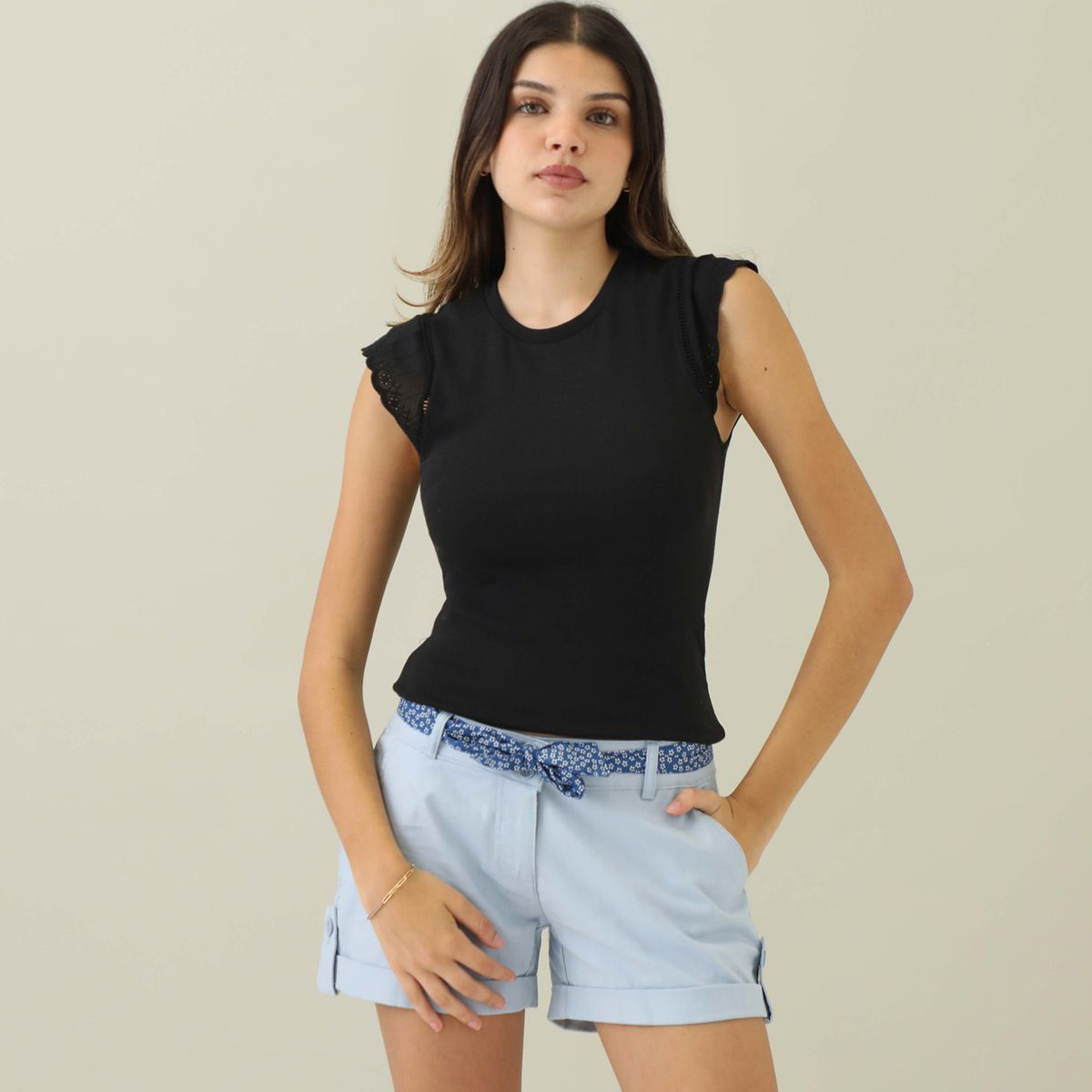 SYBILLA - Polo Sybilla Sin Mangas Algodón Casual Mujer