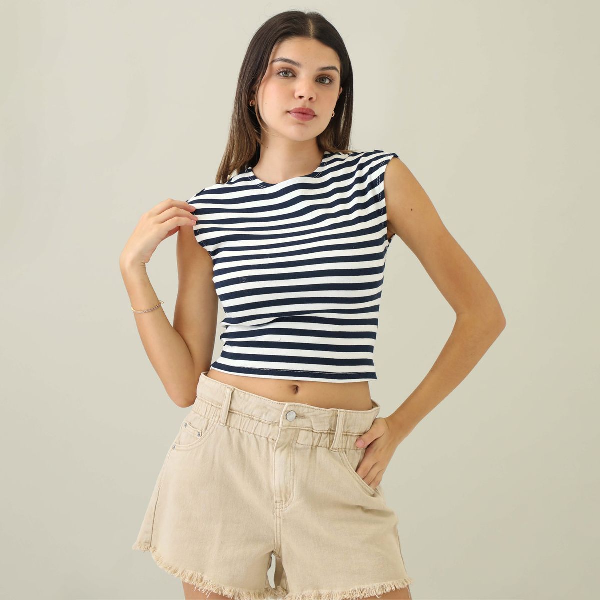 SYBILLA - Polo Sybilla Sin Mangas Algodón Rayas Mujer