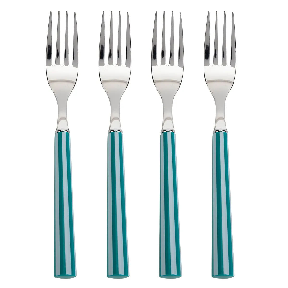 MICA - Set X4 Tenedores Rayas Turquesa