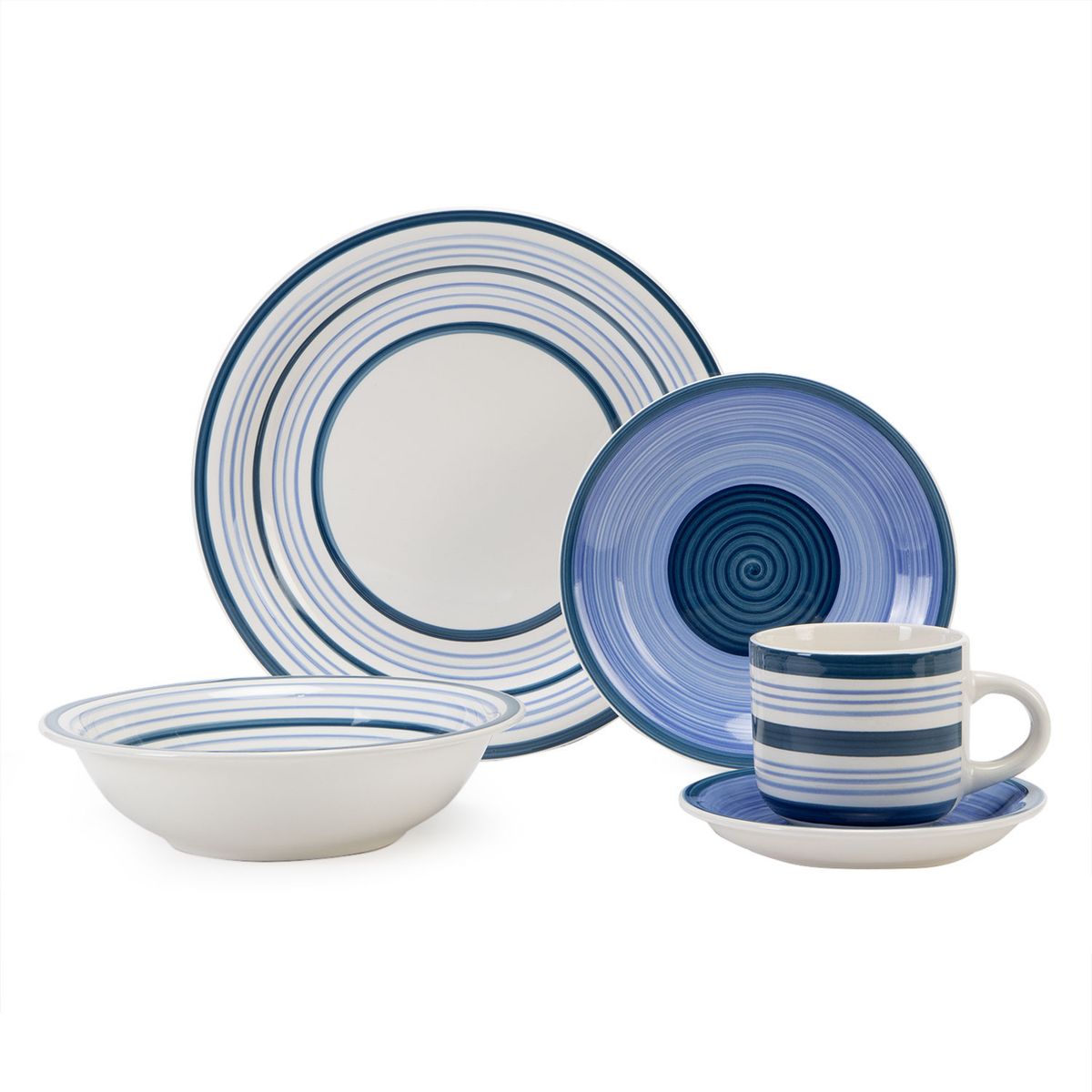 MICA - Juego de Vajilla Cerámica 20 Piezas Azul Clásico