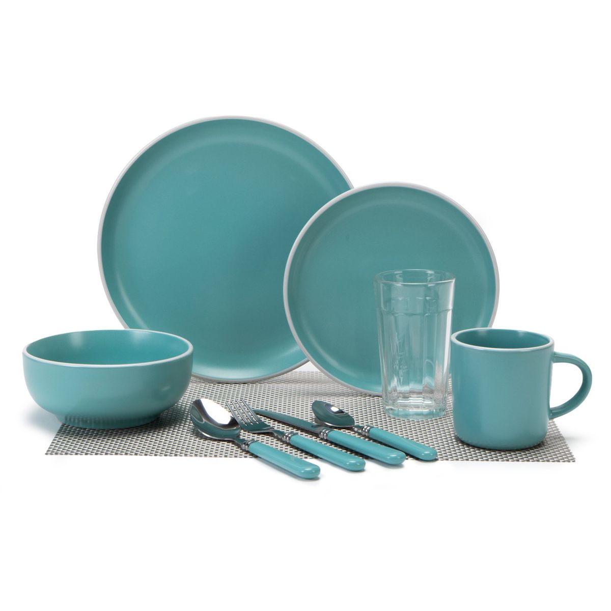 MICA - Juego De Vajilla Porcelana Combo 60 Piezas Turquesa