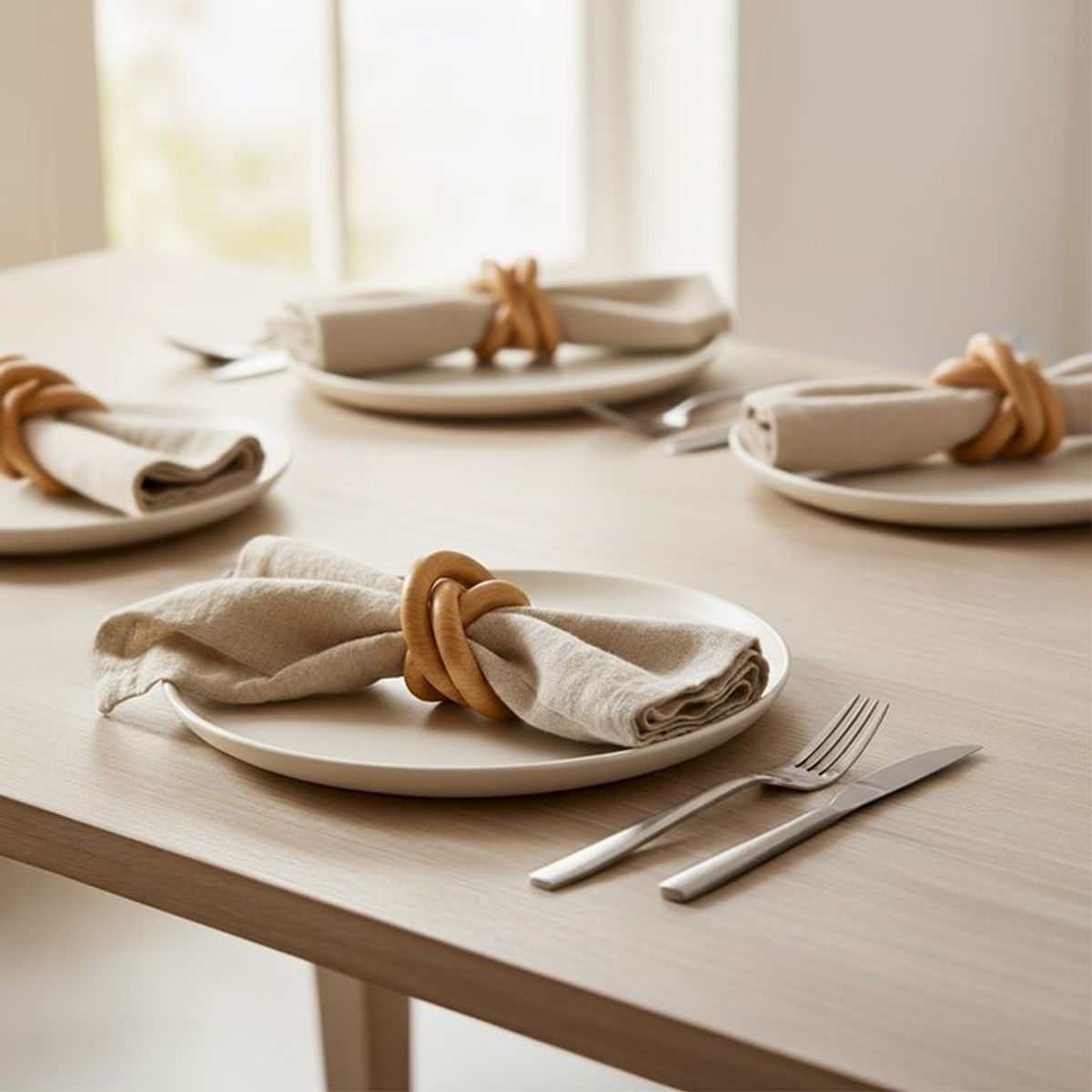 CASA CANTABRIA - Set X4 Anillo Para Servilleta Madera Acacia