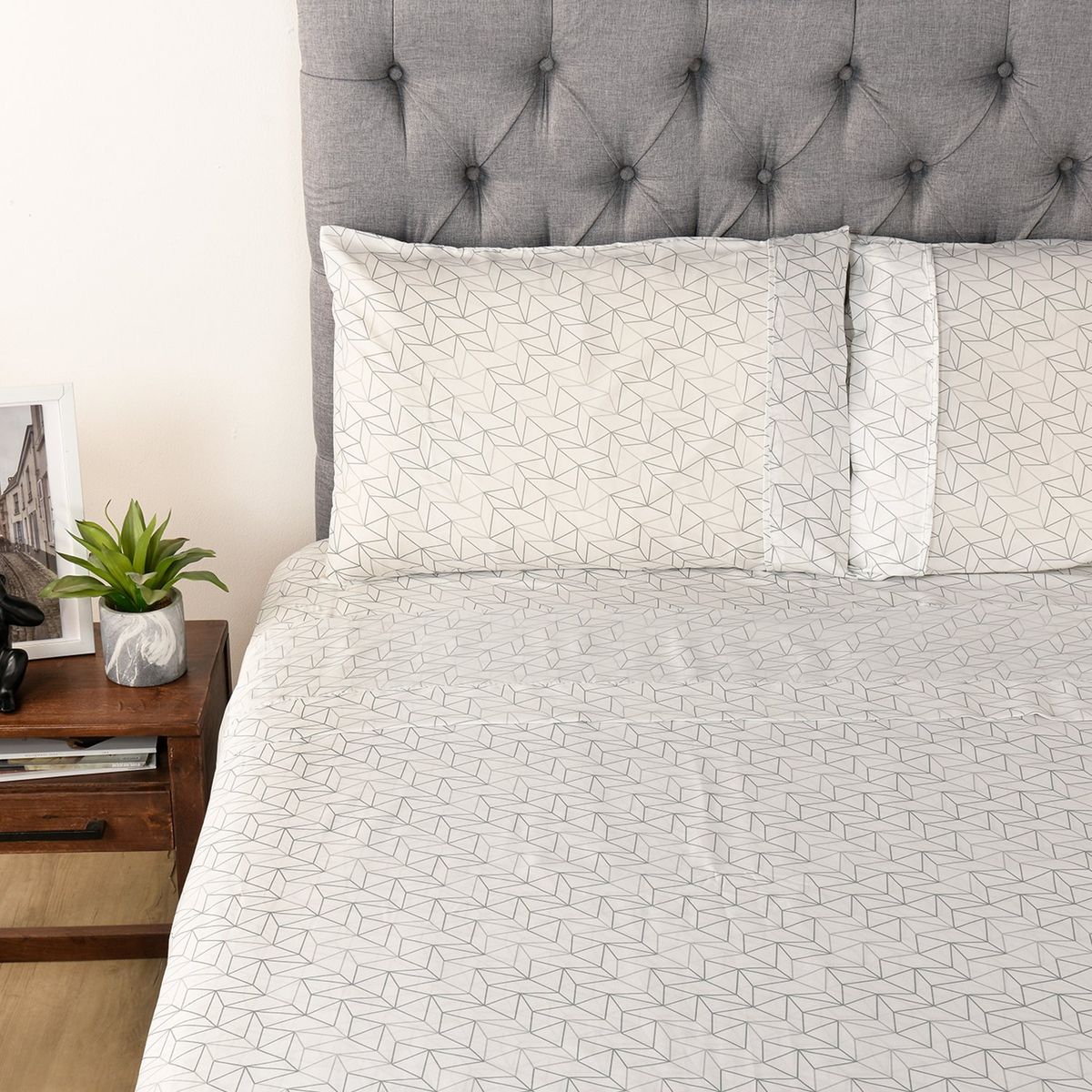 AMBIENTA - Juego de Cama: Edredón Gris + Juego de Sábanas Ambienta